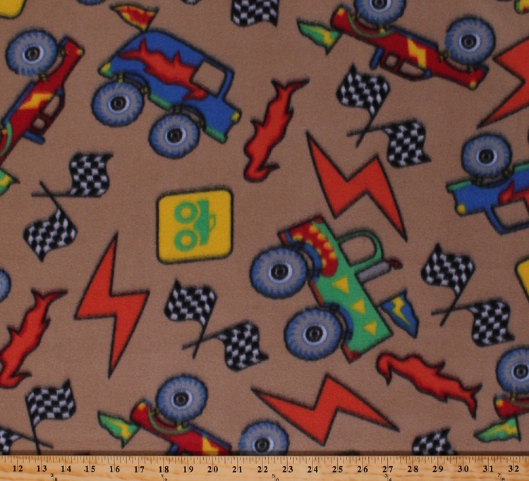 Fleece Trucks Monster Truck Racing Checkered Flags Vehicles Truck Rally