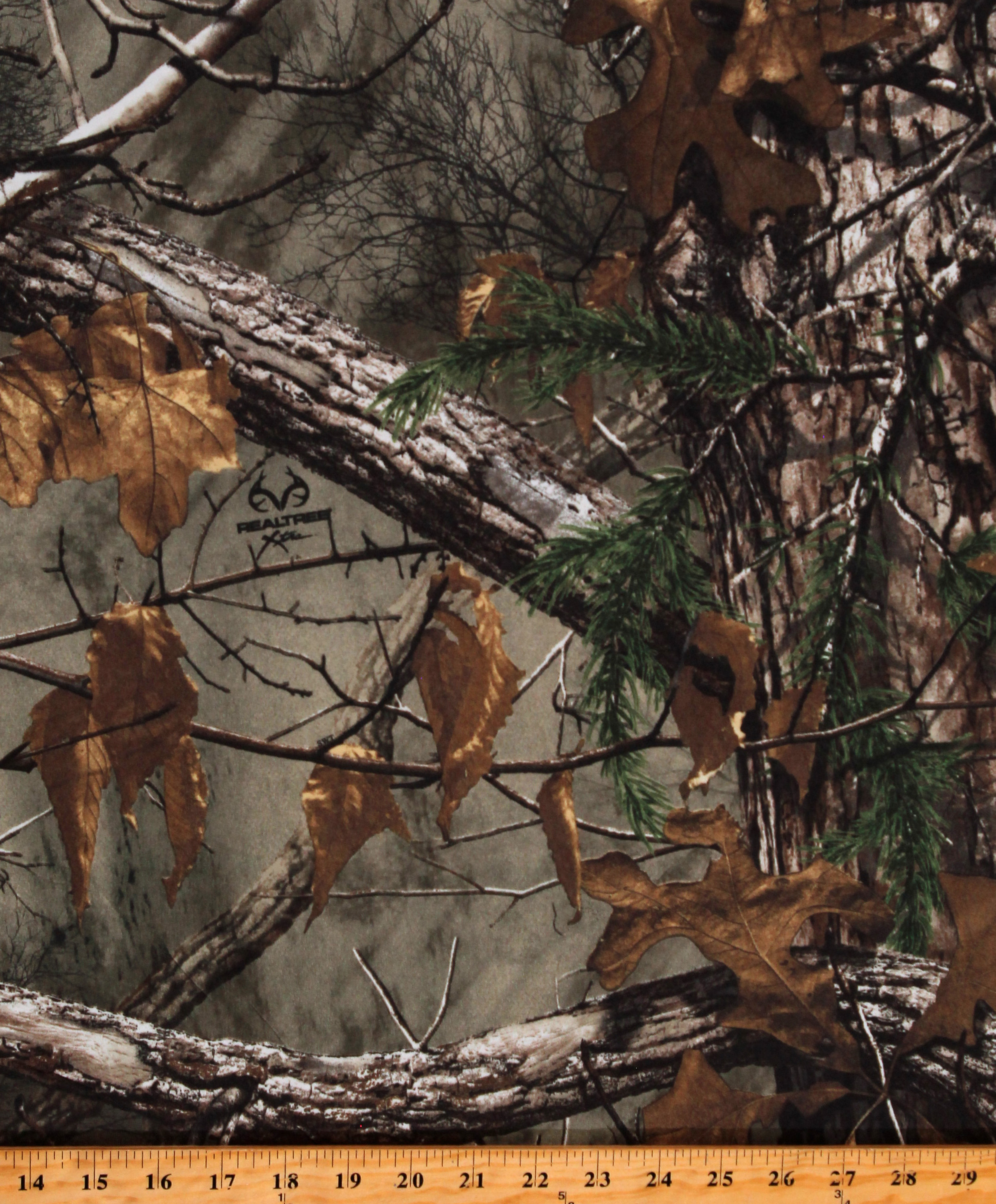 Lightweight Knit Realtree Xtra Camouflage Trees Leaves Brown Green 60" Wide Polyester Blend