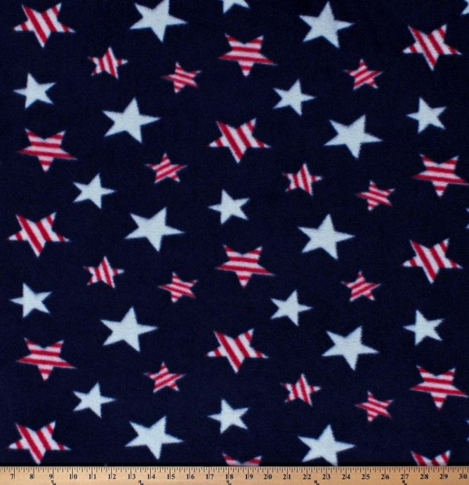 Fleece Patriotic Stars Red and White on Blue USA United States of America Independence Day