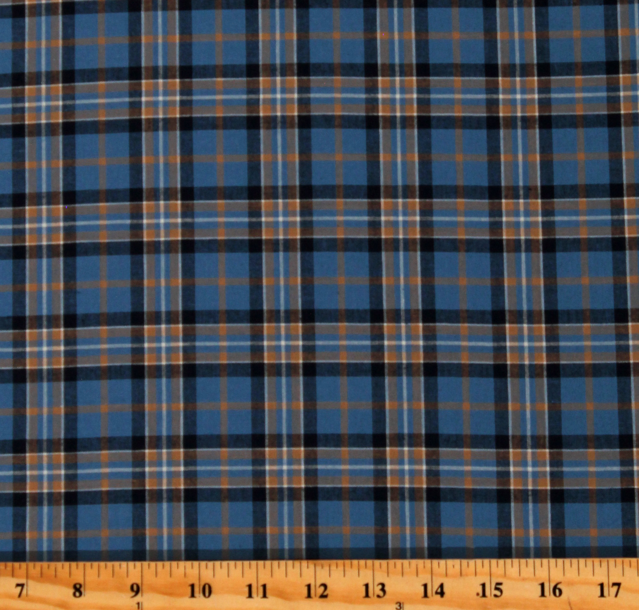 Homespun Classic Plaids Blue and Tan Plaid 100 Certified Organic