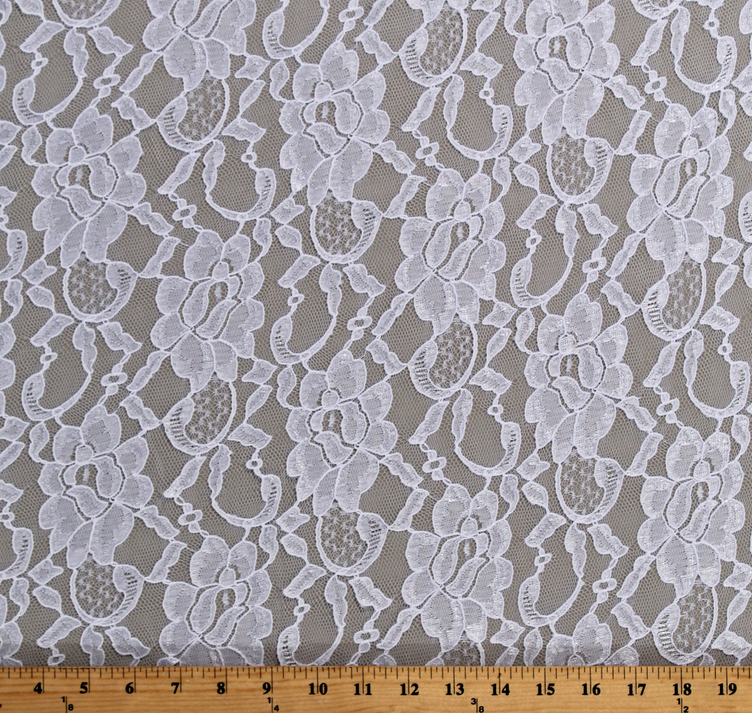Lace Winter White Open Floral Lace with Double Scalloped Edge Slight