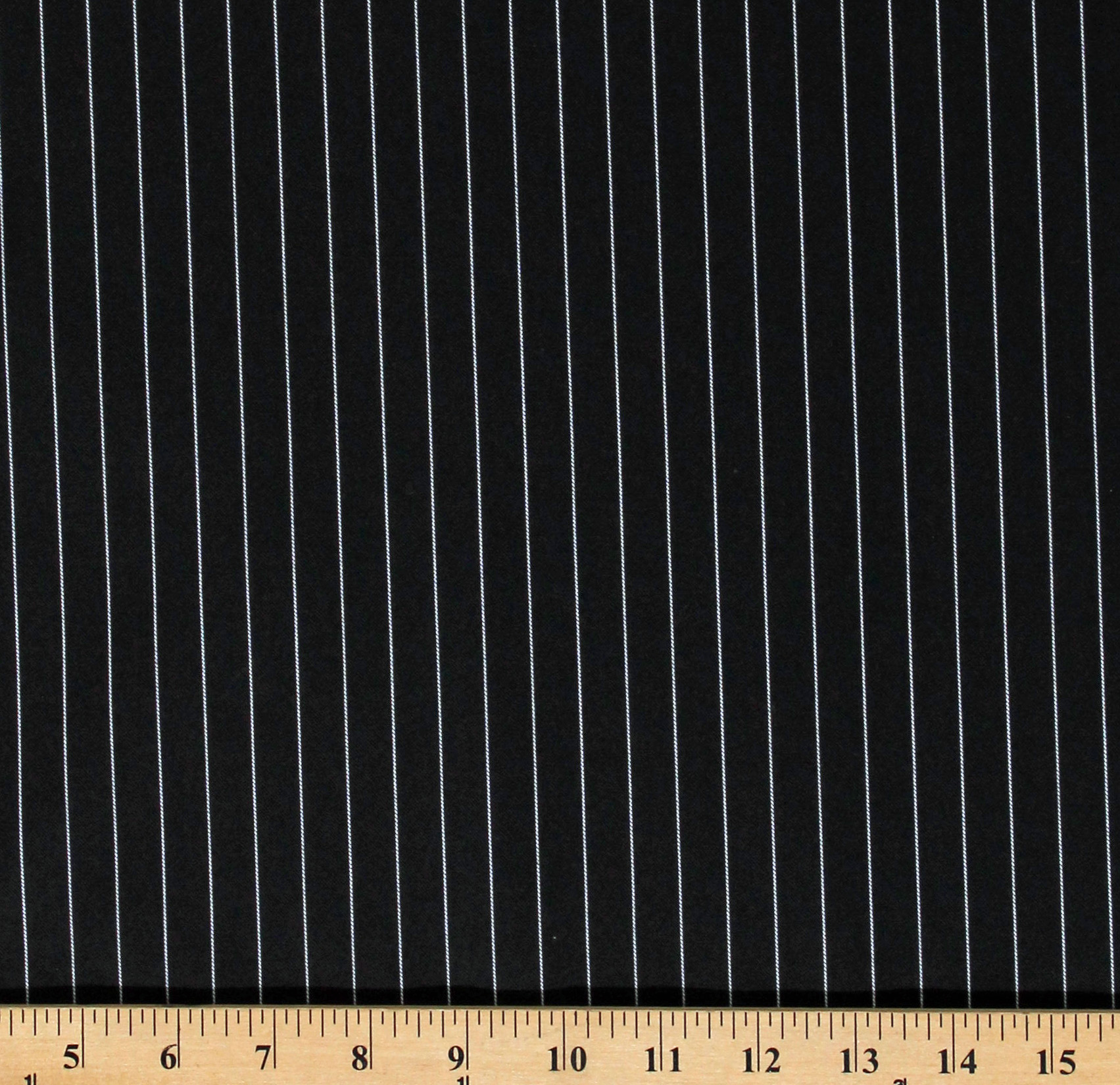 Pinstripe Suiting Black and White 1/2" Stripes 60" Wide Medium Weight