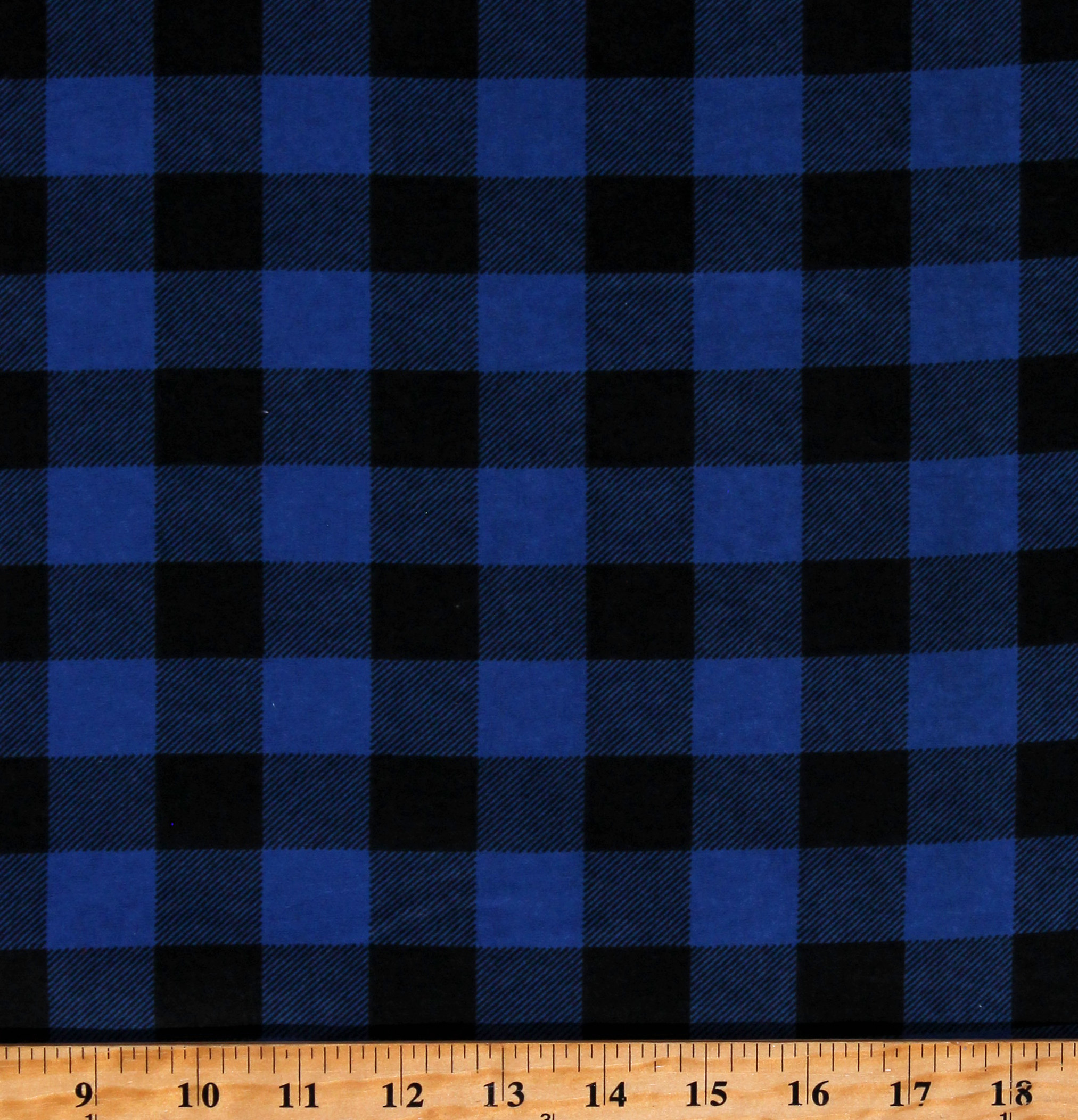 Flannel Buffalo Plaid Royal Blue and Black Approx. 1" Squares Flannel