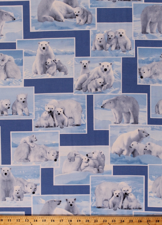 Flannel Polar Bears On the Wild Side Arctic Winter Cotton Flannel By