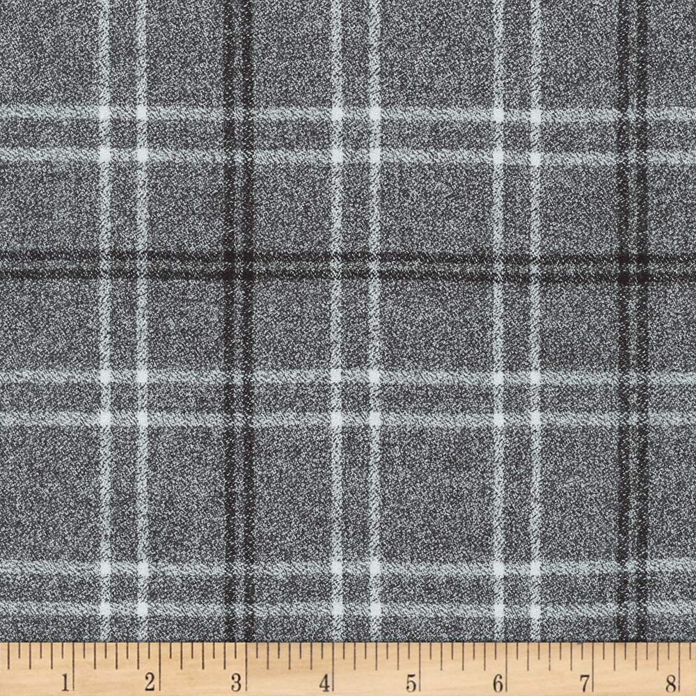 Mammoth Flannel Grey Gray Plaid Checks Woven Double Sided Flannel