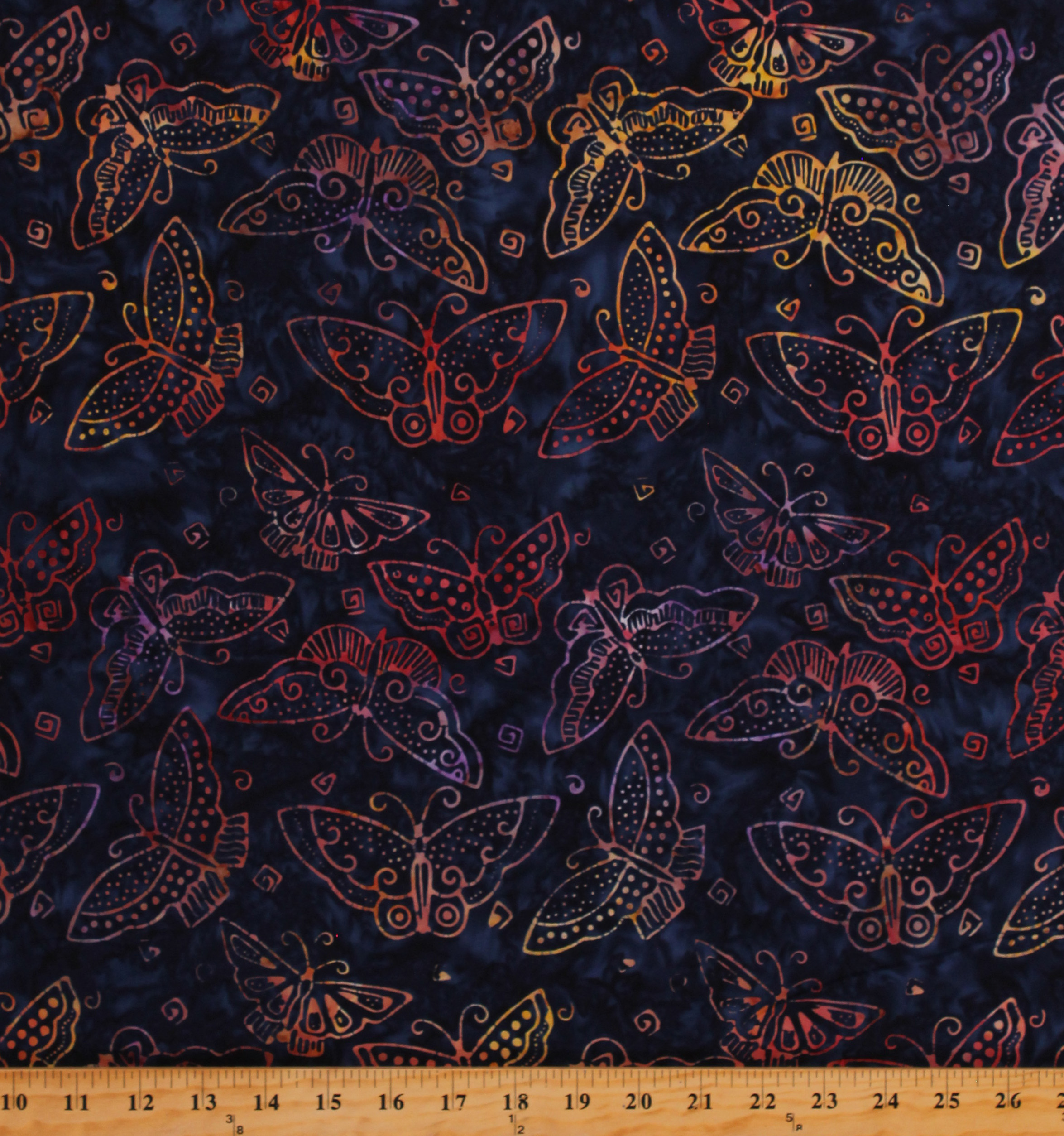 Cotton Batiks Butterfly Butterflies Rainbow Flowers Cotton Fabric Print