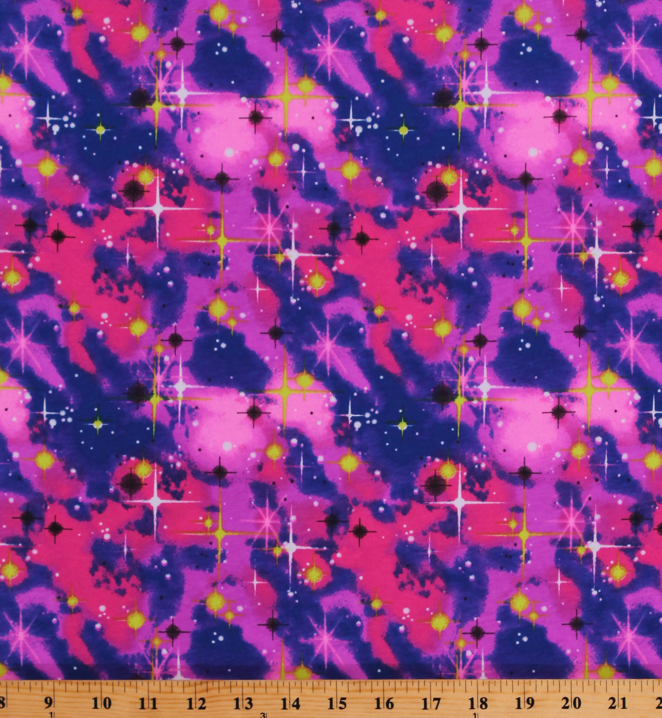 TShirt Knit Galaxy Print Stars Space Bright Purple Pink 58" Wide