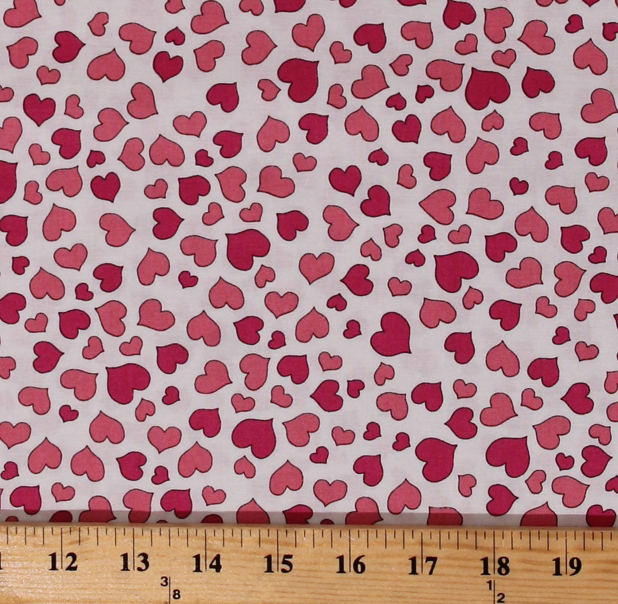 Cotton Hearts Valentine's Day Pink Love Valentine Pink White Cotton Fabric Print by the Yard