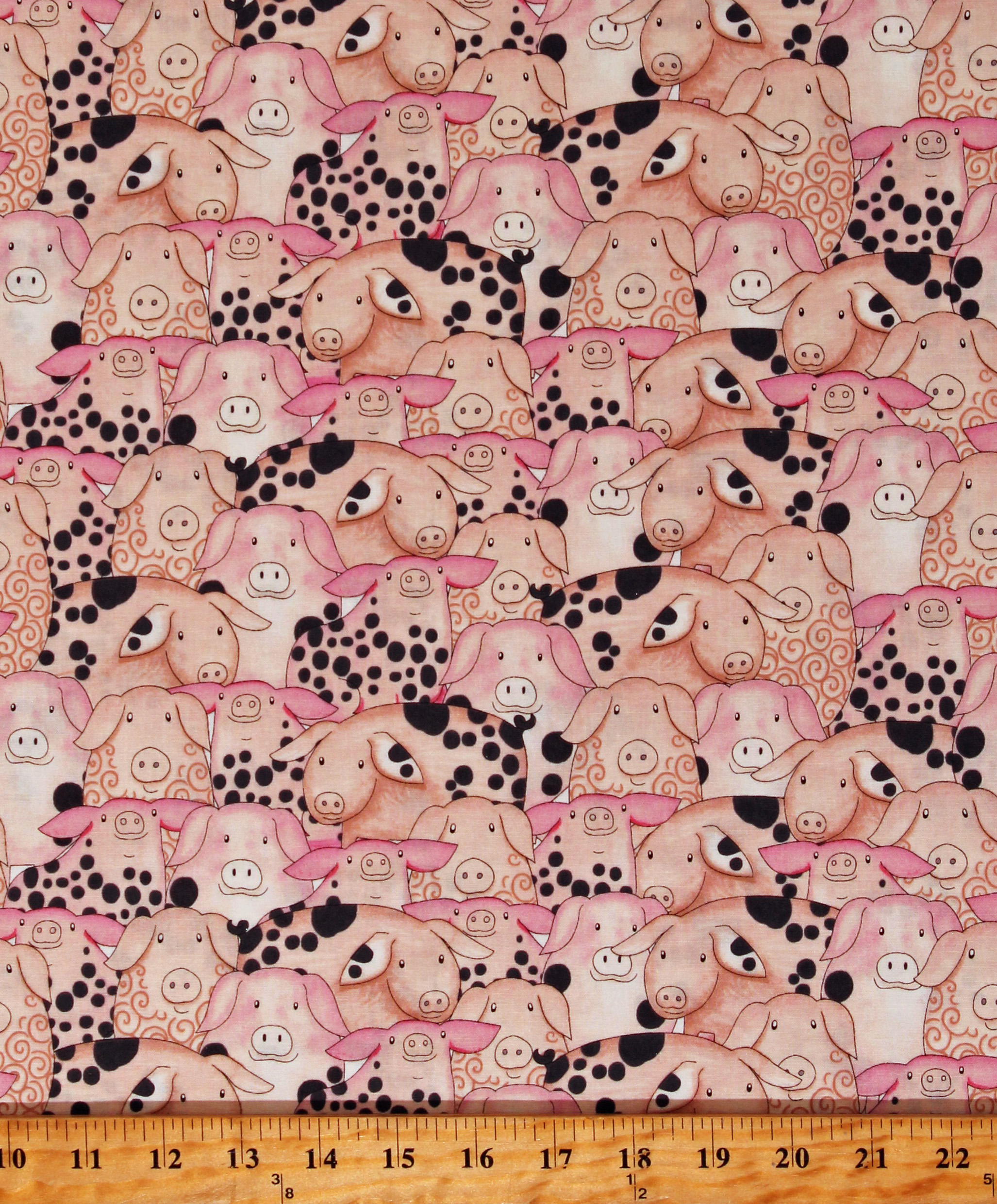 Cotton Hay Day Pigs Animals Farms Farm Animals Hogs Cotton Fabric Print