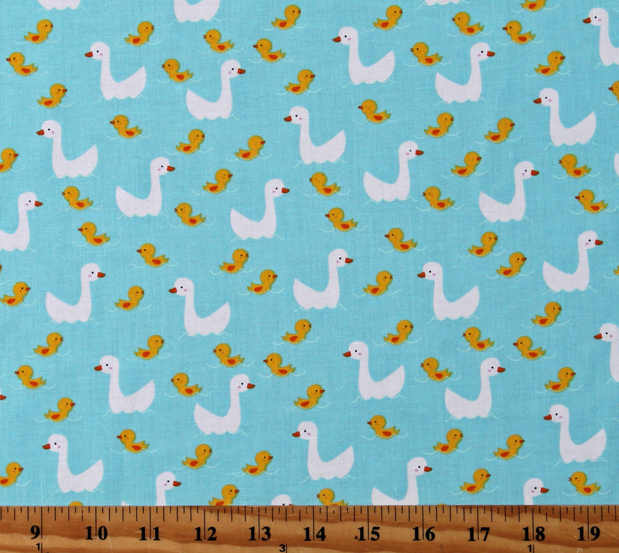 Cotton Ducks Ducklings Swimming Water Farm Animals Birds Blue Cotton