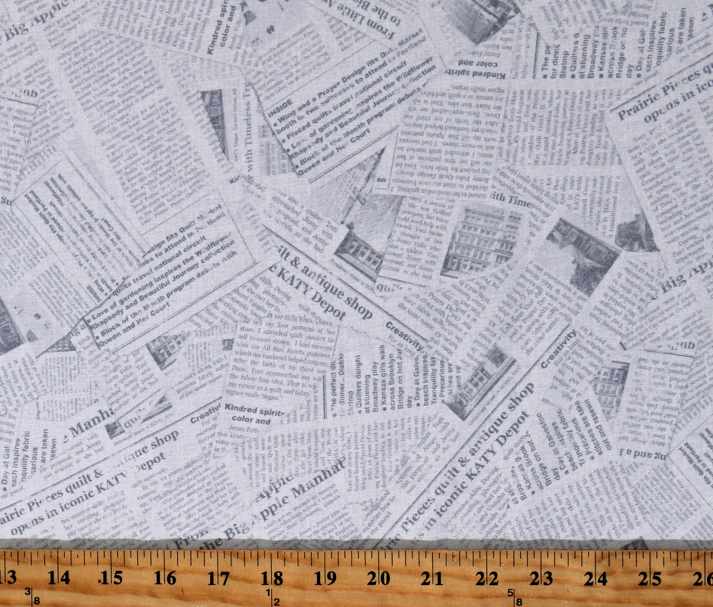 Cotton Newspaper Print Newsprint Headlines Opposites Attract White