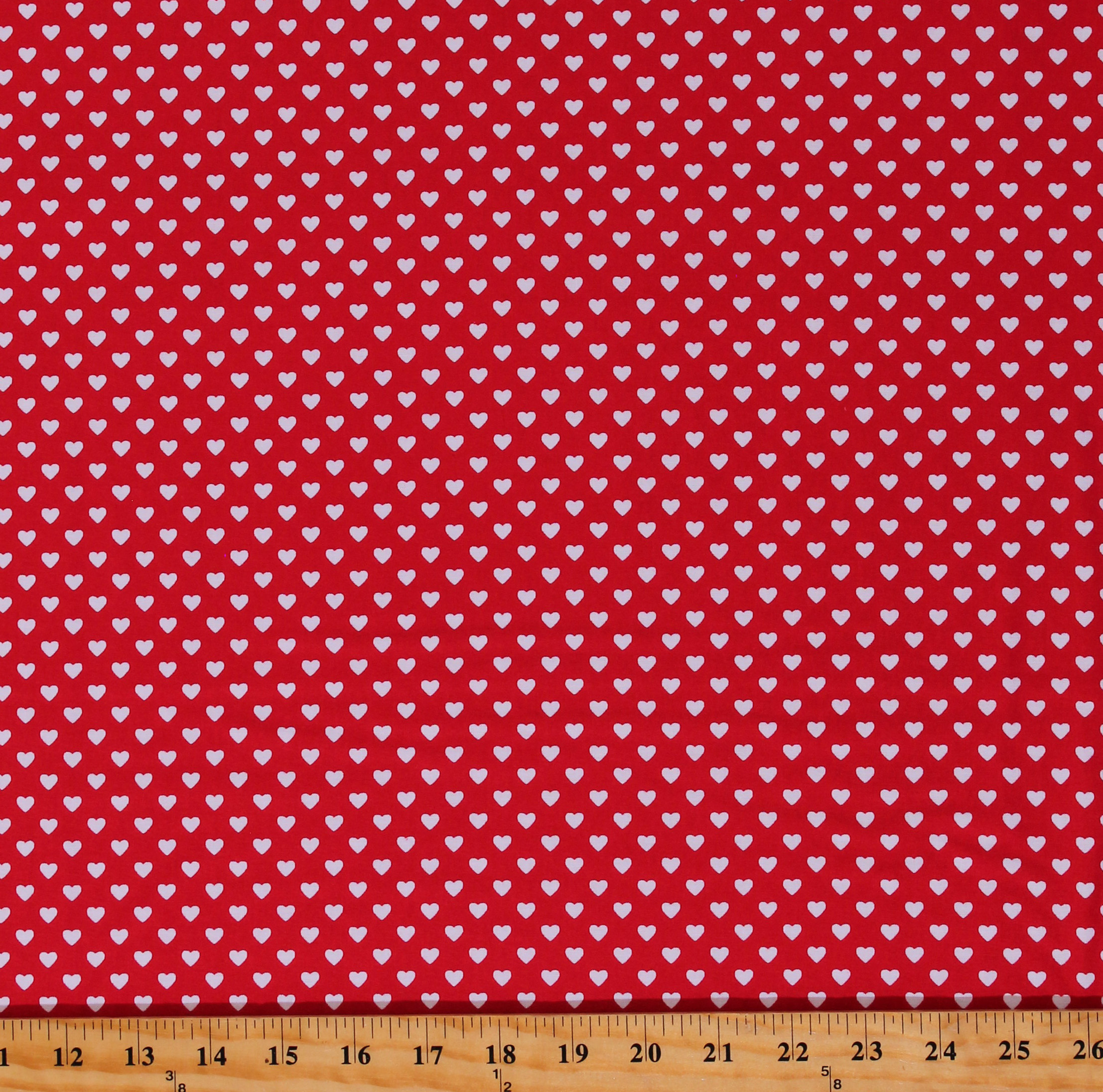 Cotton Hearts Valentines Day Love Symbols Holiday Red Cotton Fabric Print by the Yard (9149R)