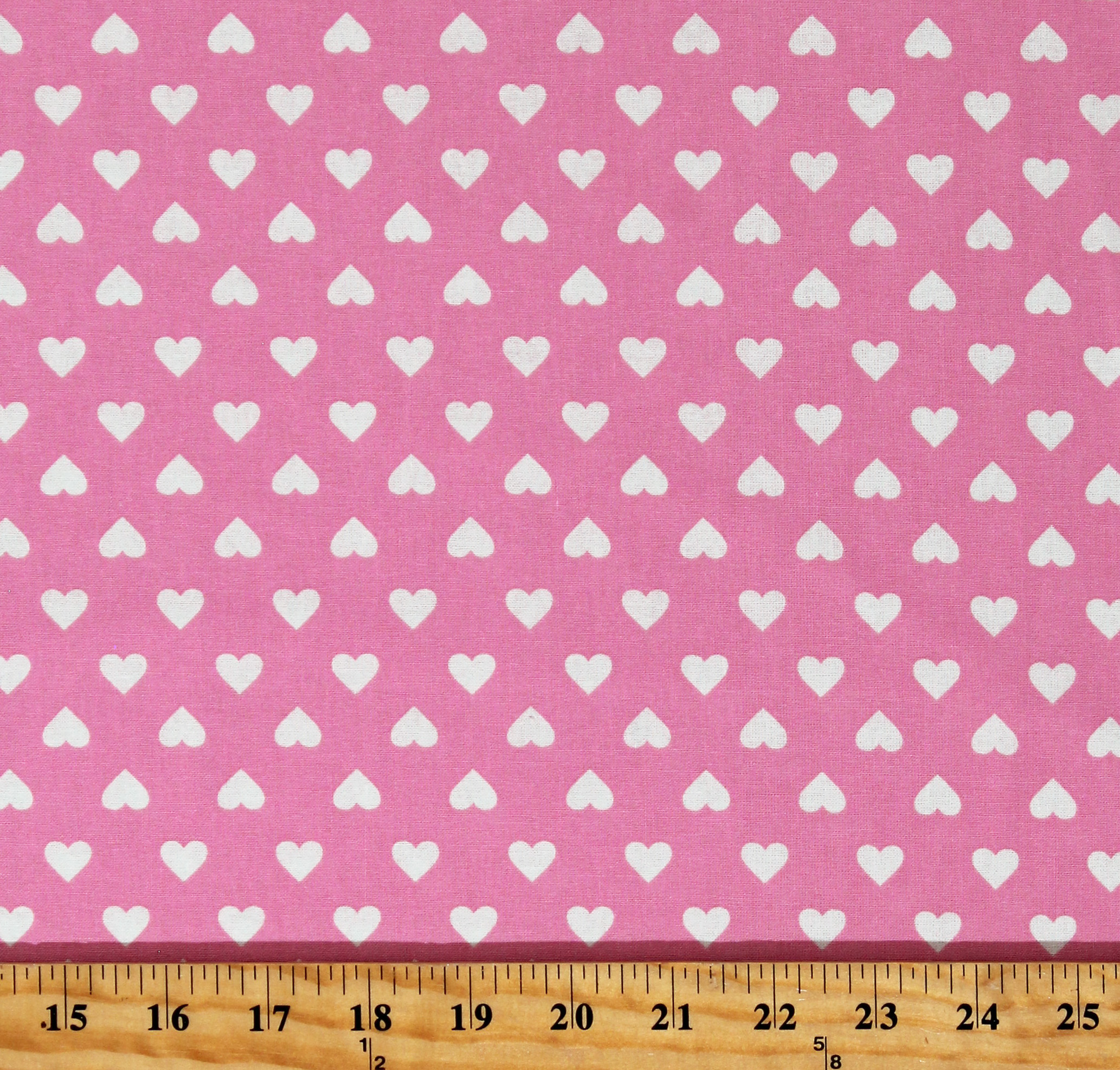 Cotton Hearts Valentines Day Love Gifts Sevenberry Classics White Hearts on Pink Cotton Fabric