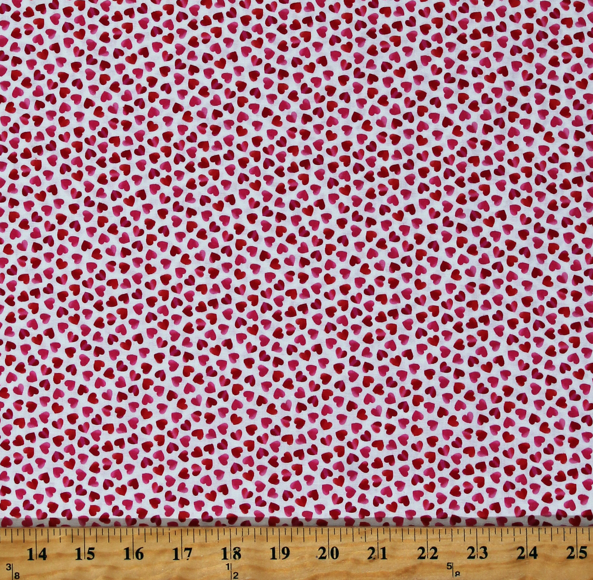 Cotton Hearts Small Red and Pink Hearts on White Love Valentine's Day Cotton Fabric Print by the