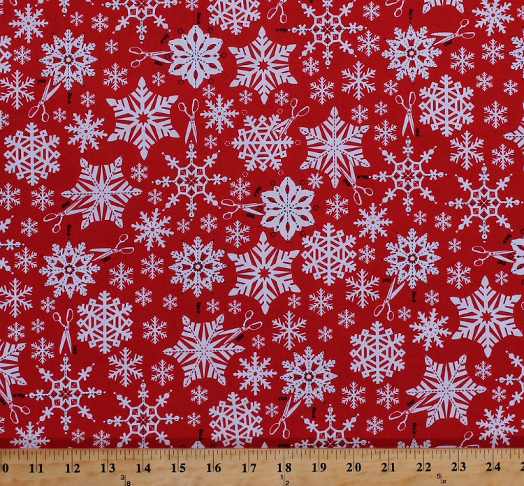 Cotton Snowflakes Winter Snow Paper Snowflakes Scissors Red White Holiday Christmas Cotton