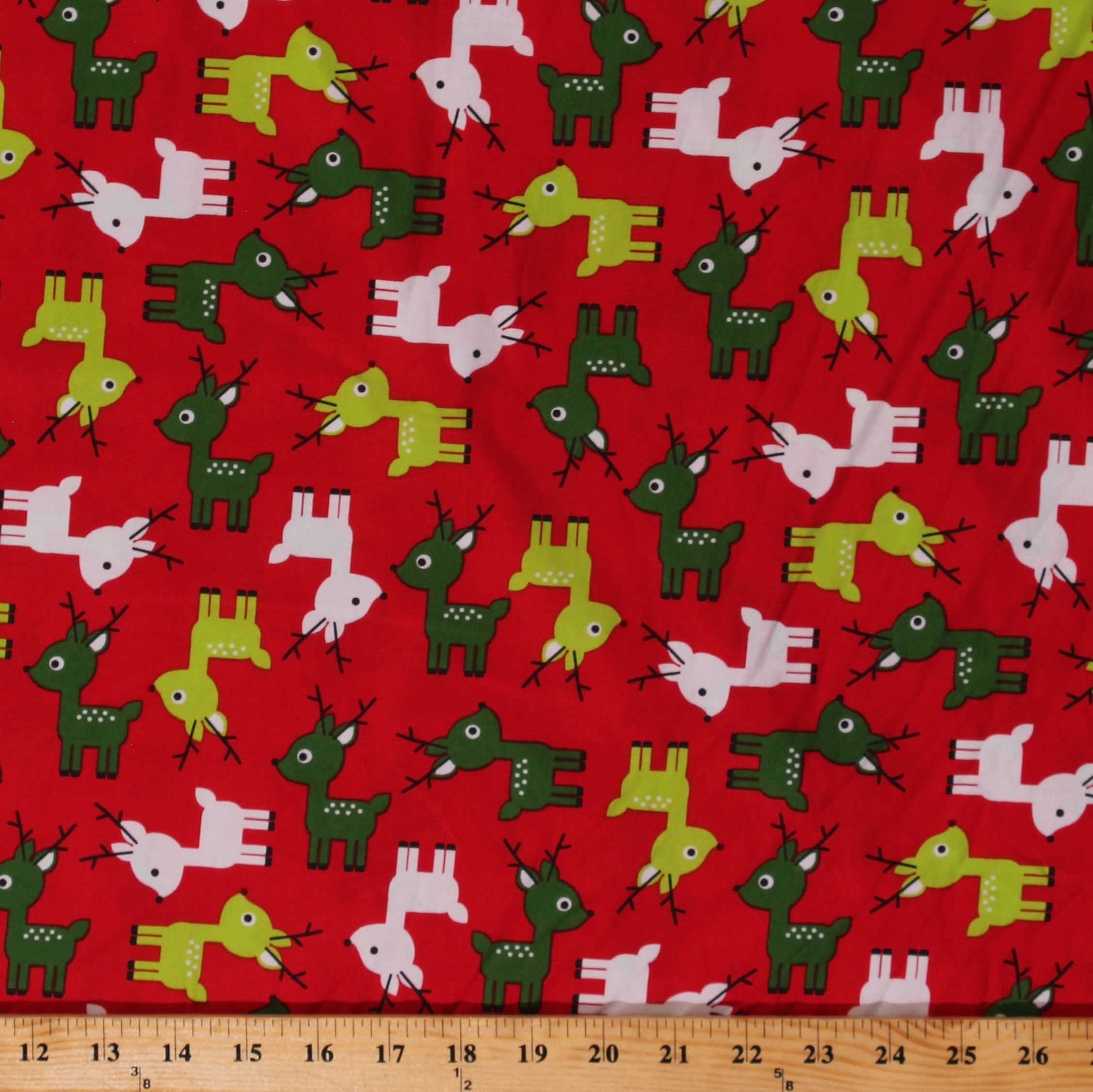 Cotton Reindeer Christmas Festive Holiday Red White Green Deer Animals