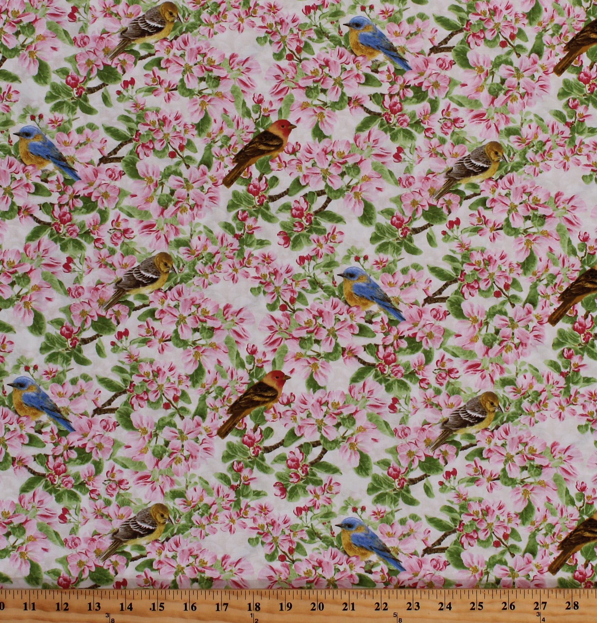 Cotton Apple Blossoms Blooms Flowers Floral Birds Apple Festival Pink