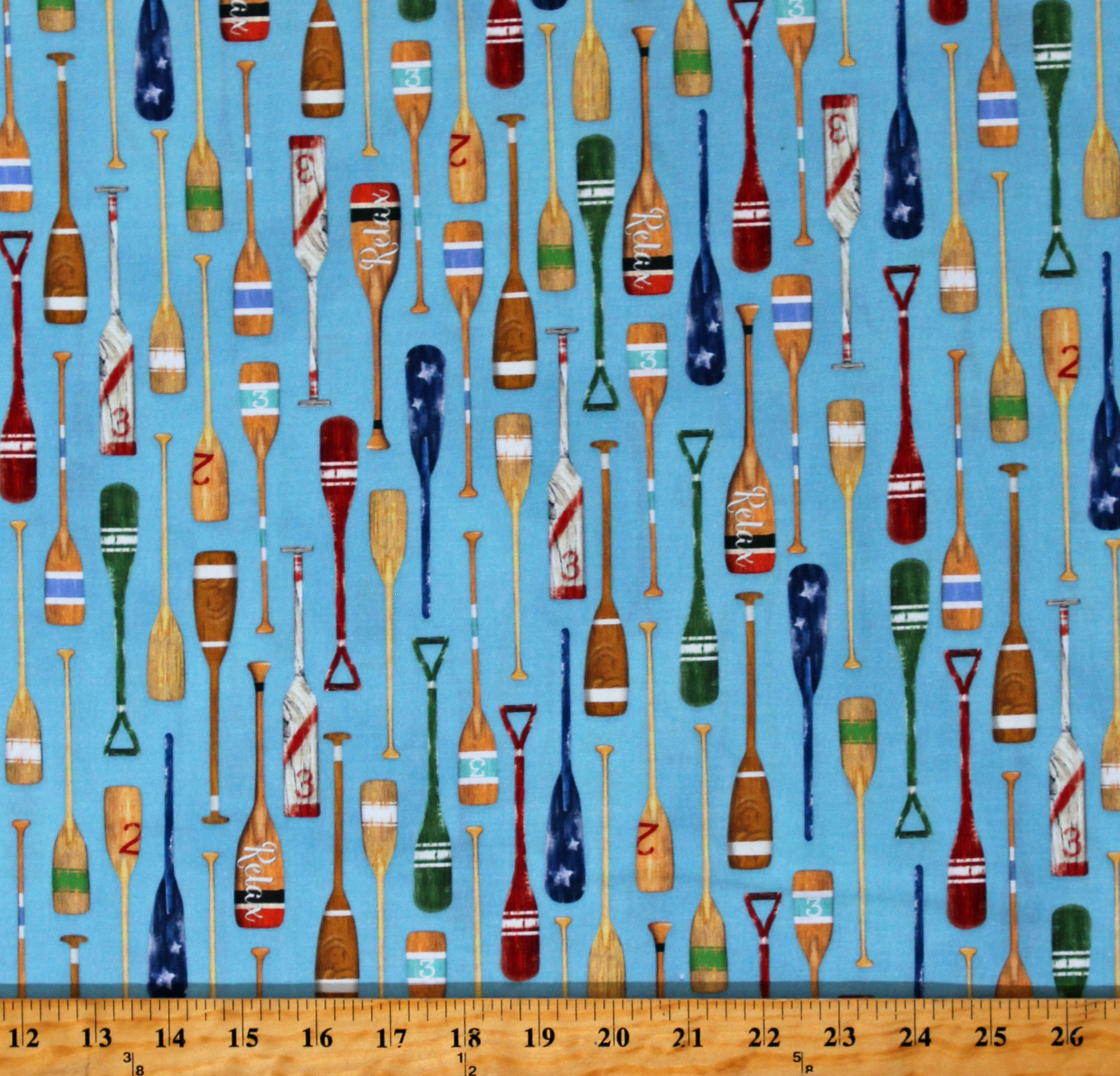 Cotton Lake House Canoe Paddles Canoeing Camping Travel Blue Cotton