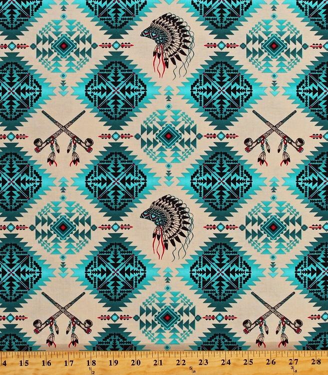 Cotton Southwestern Tribal Designs Diamonds Arrows Native American