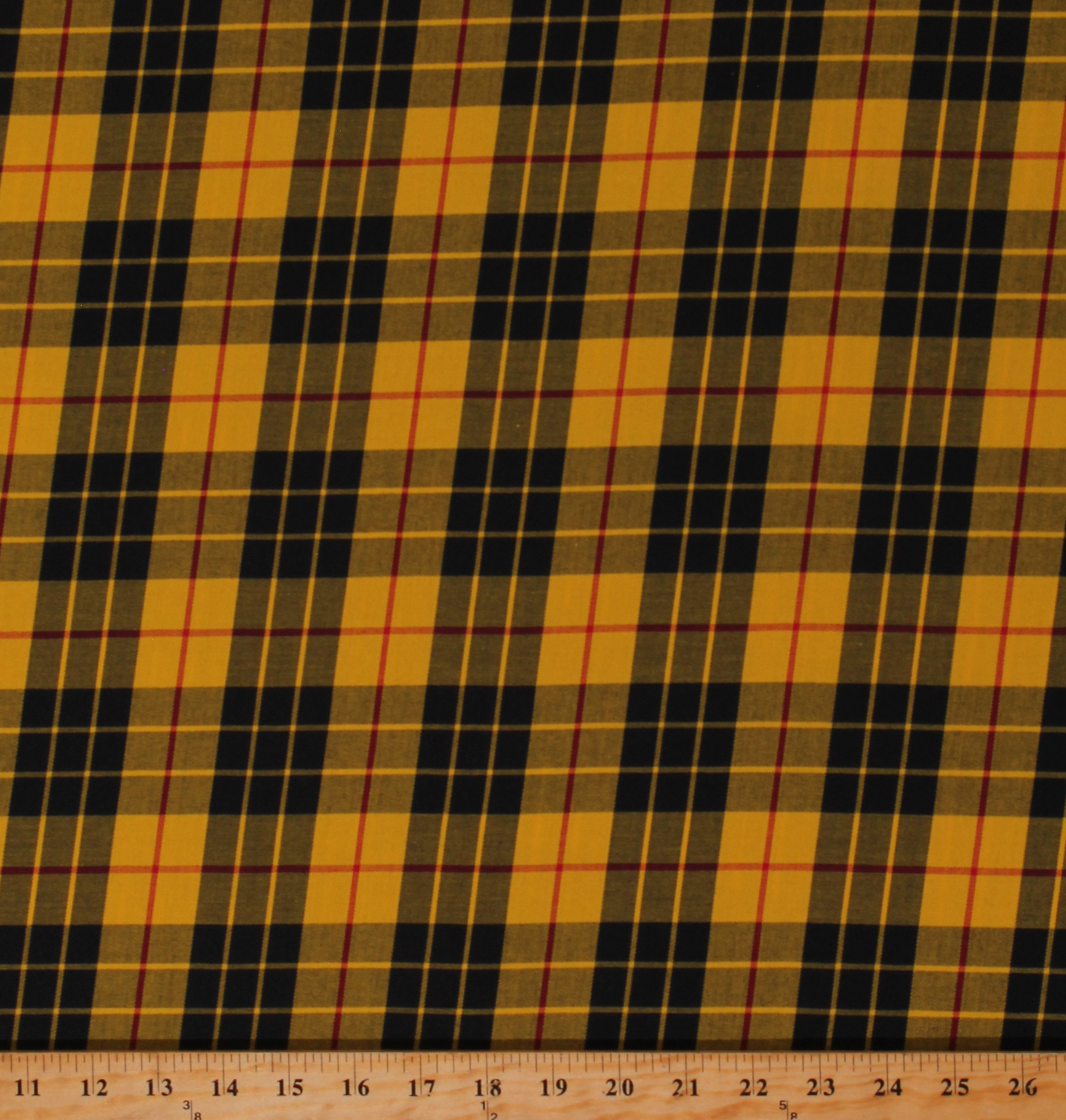 Cotton Plaid Striped Patterned Blue Red and Yellow Cotton Fabric Print