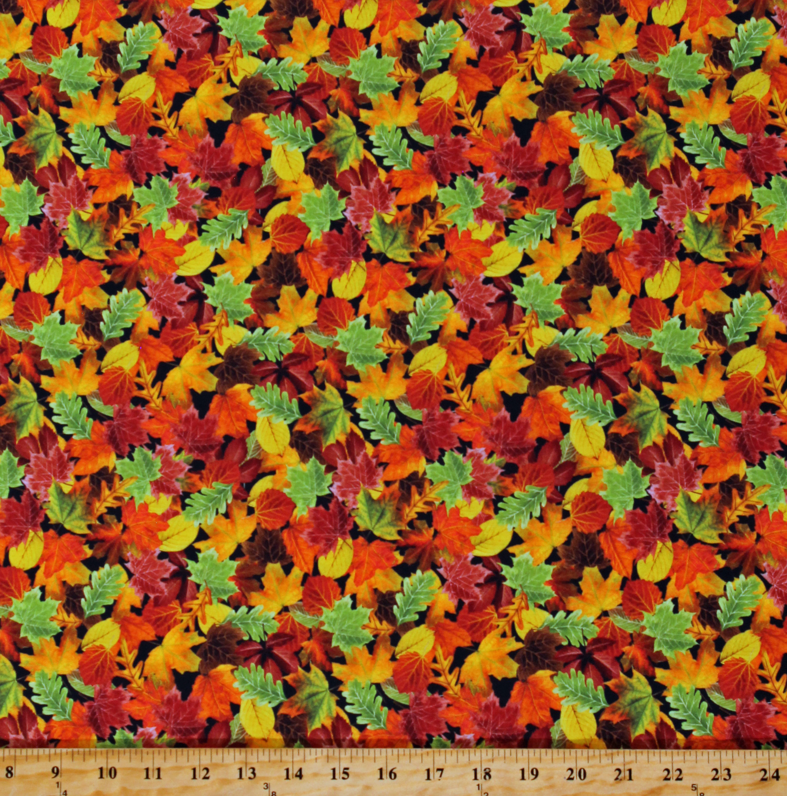 Cotton Fall Leaf MultiColor Leaves Autumnal Thanksgiving Cotton Fabric