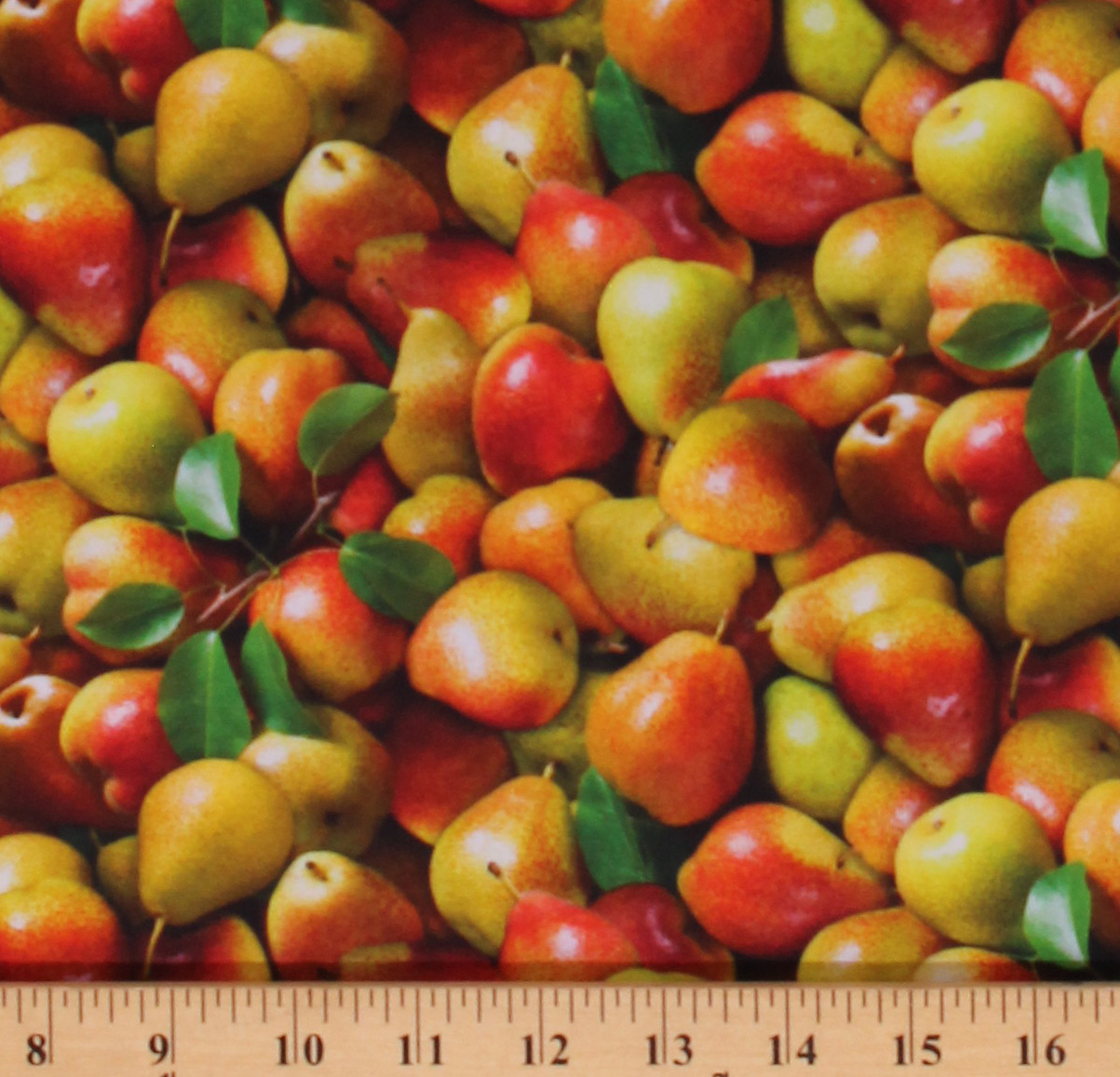 Cotton Pears Fruits Foods All Over Summer Realistic Cotton Fabric Print by the Yard (622MULTI)