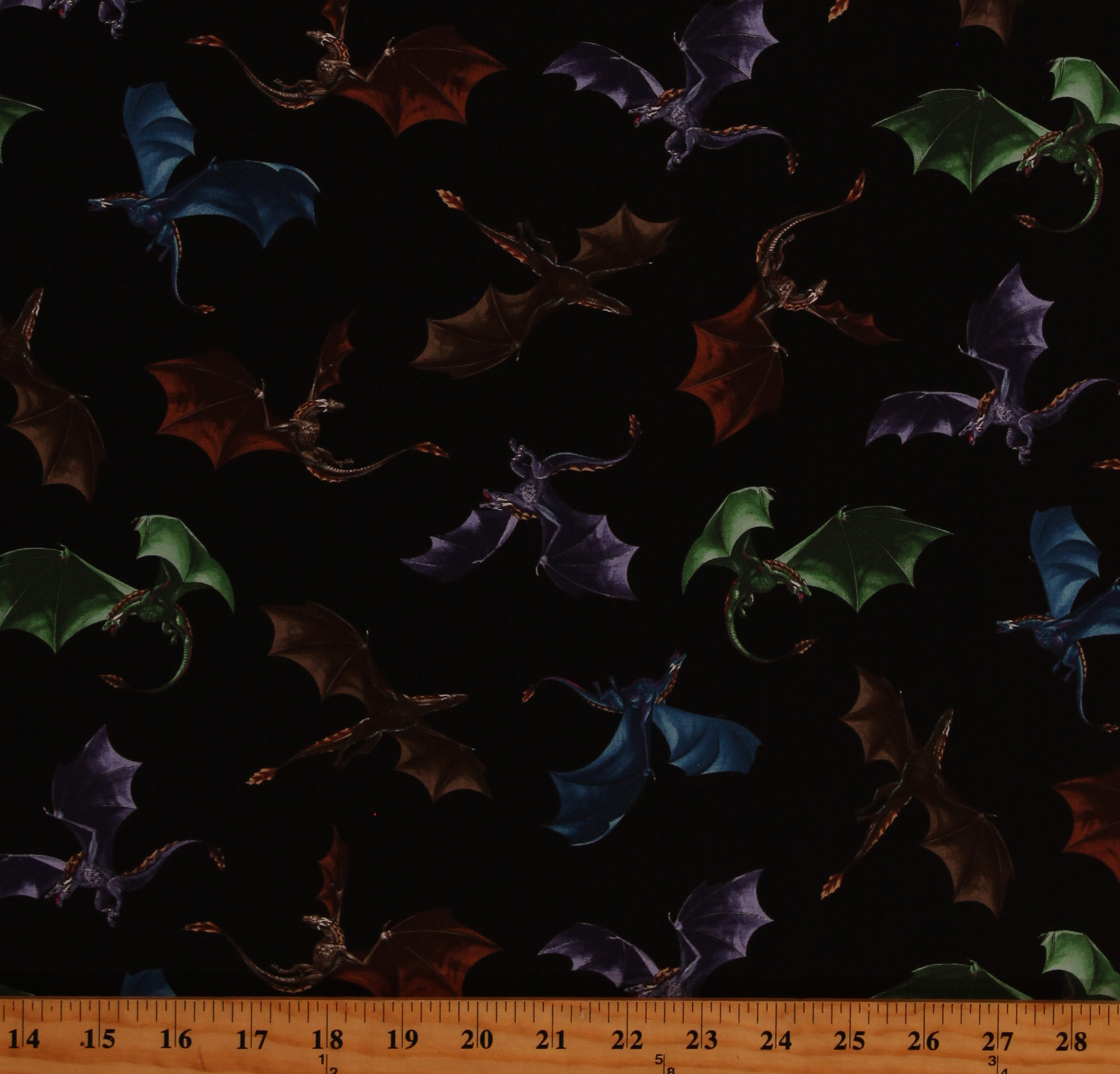 Cotton Dragons Mythical Creatures Fantasy Kids Children's Black Cotton