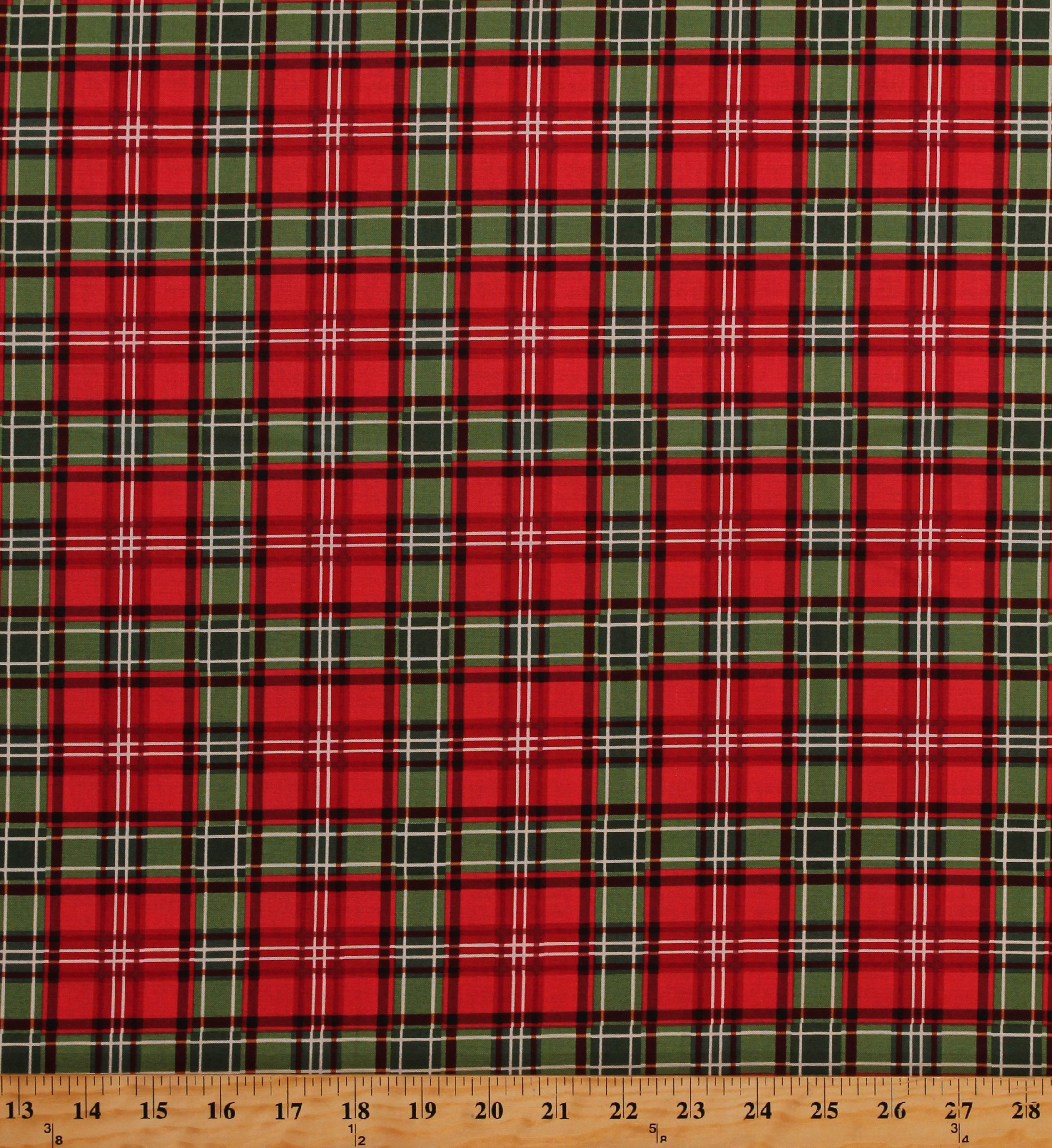 Cotton Red Green Plaid Festive Stripes Holiday Christmas Memories