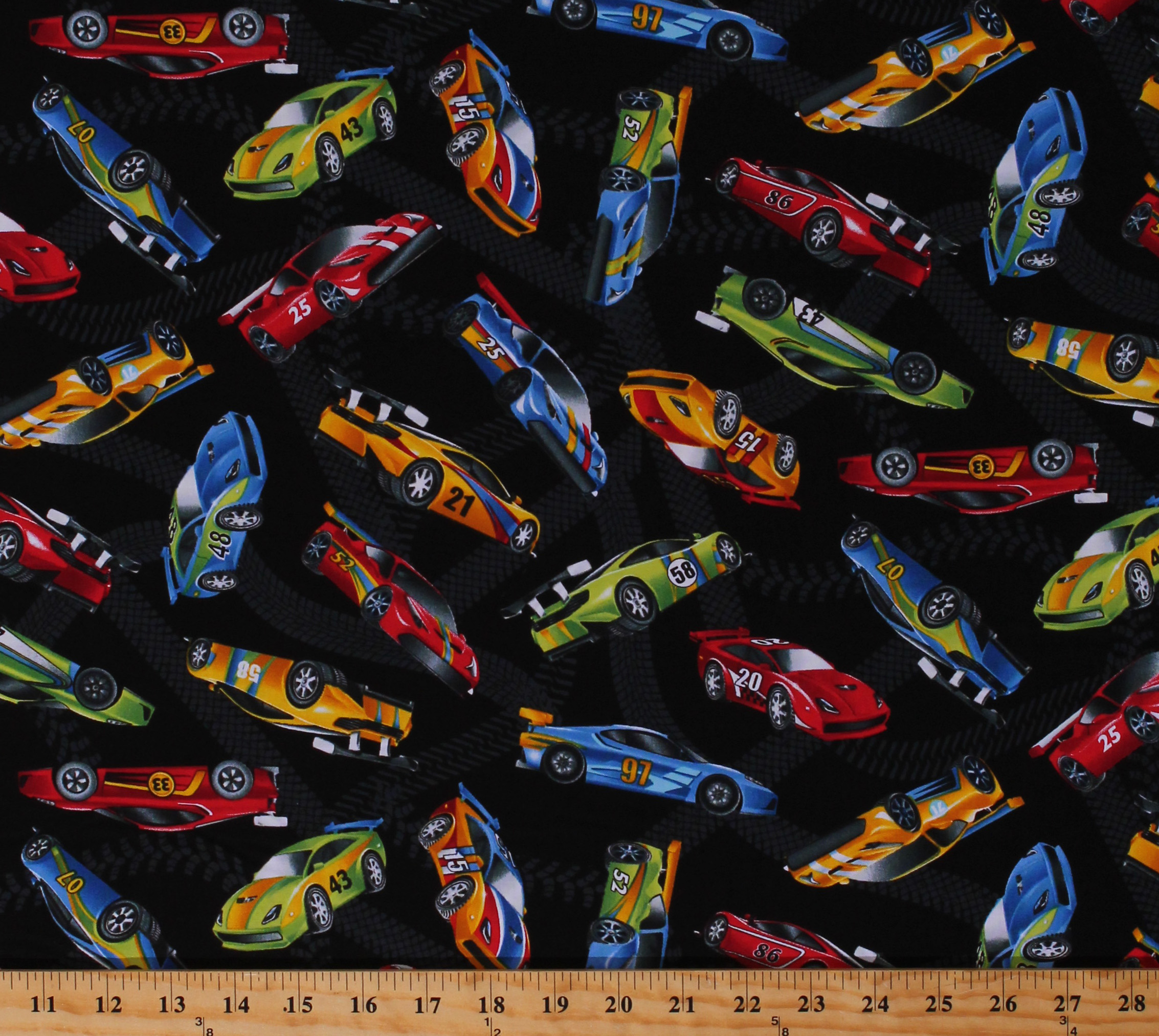 Cotton Racecar Cars Racing Vehicles Transportation Motor Sports Cotton