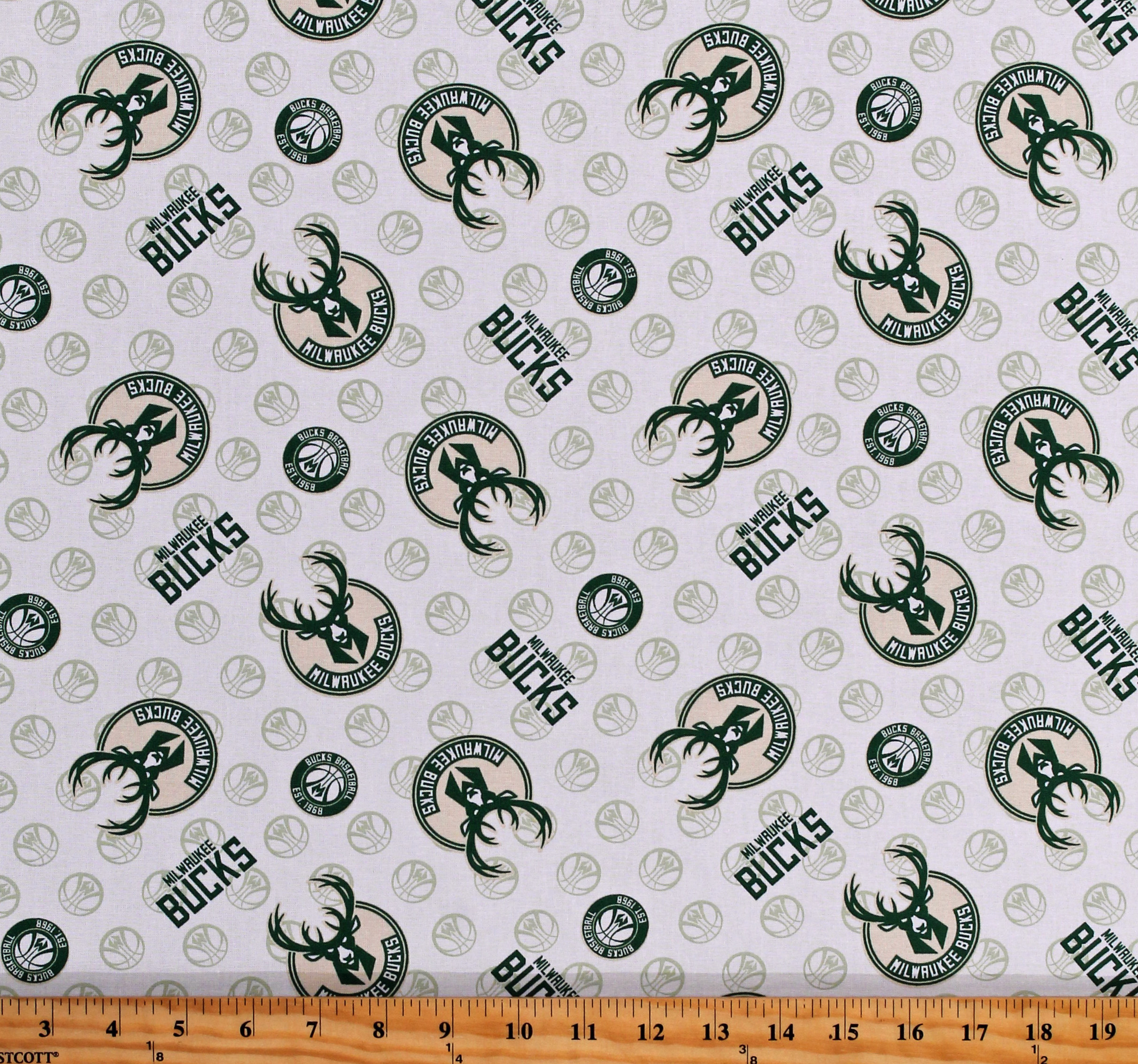 Cotton Milwaukee Bucks NBA Pro Basketball Sports Team White Cotton