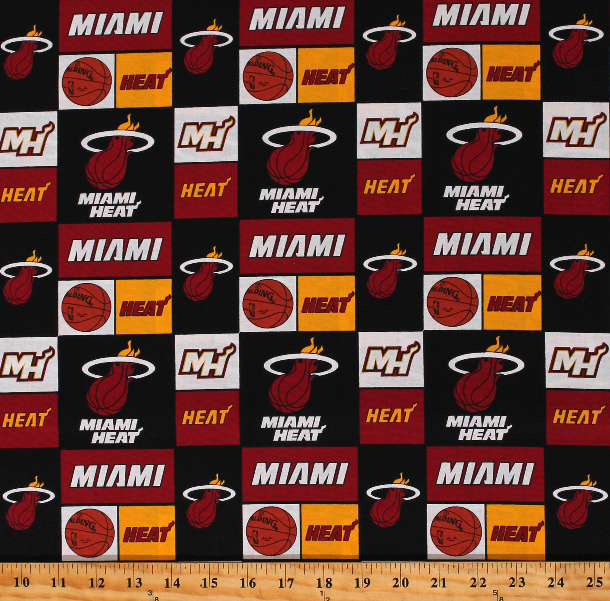 Cotton Miami Heat Patch Squares NBA Pro Basketball Sports Team Cotton