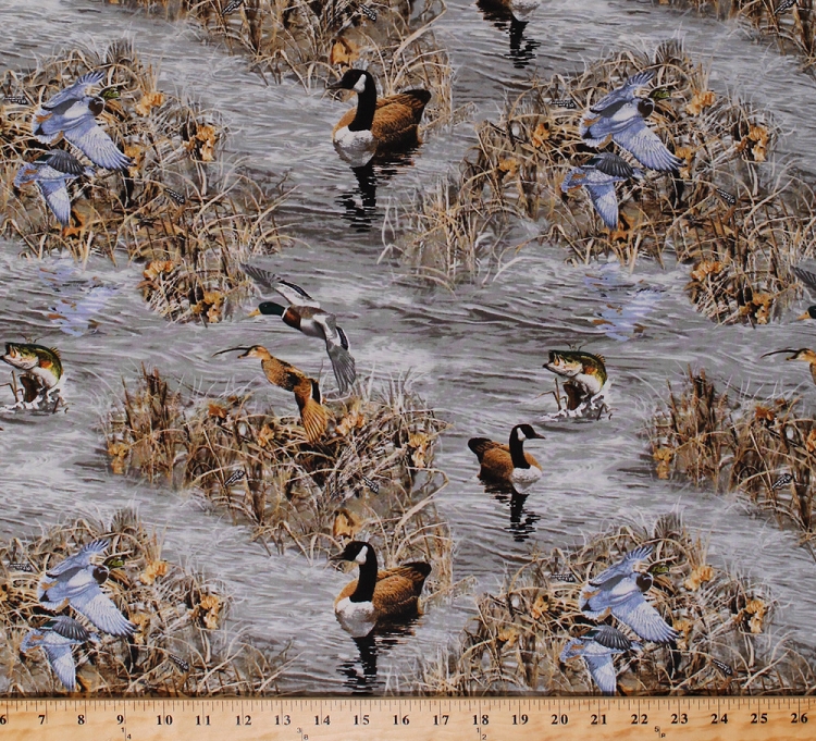 Cotton Realtree Canadian Geese Goose Mallard Ducks Fish Bass Waterfowl
