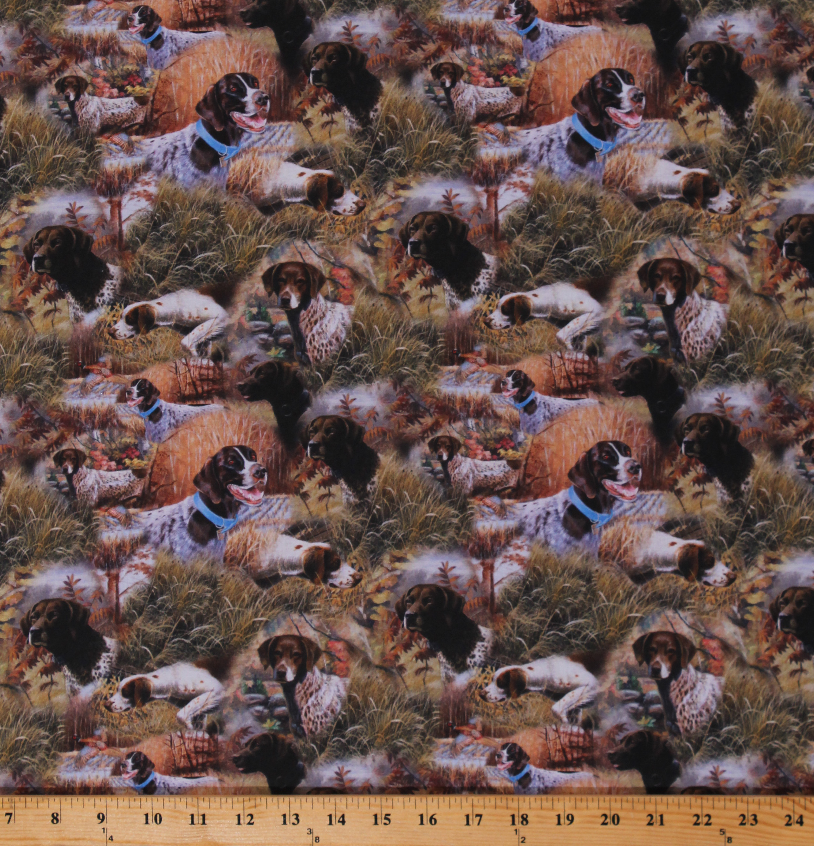 Cotton Hunting Dogs Pheasants Show Dogs Allover Scenic Cotton Fabric
