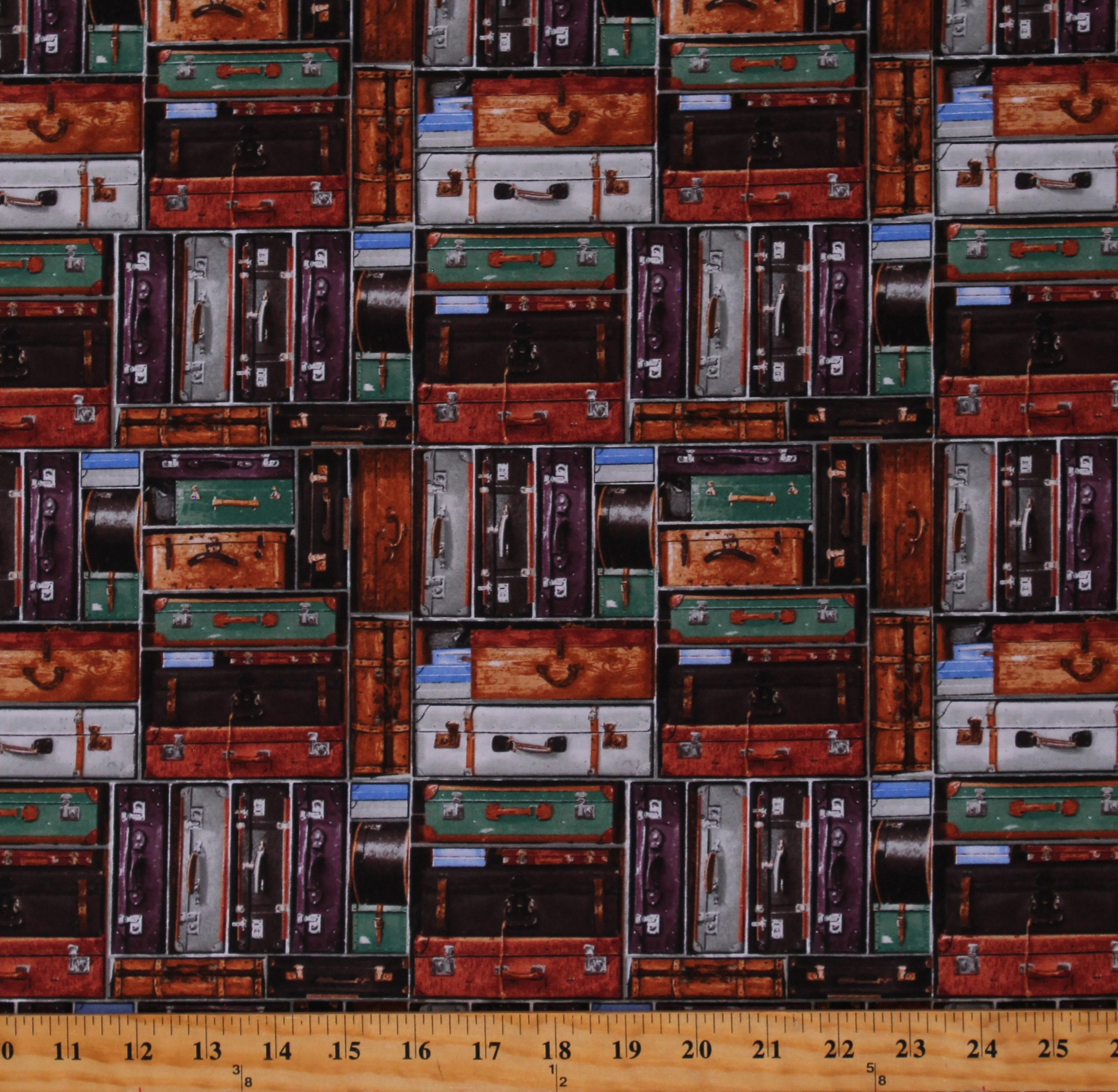 Cotton Suitcases Travel Bags Luggage Trunks Express Tracks Brown Cotton