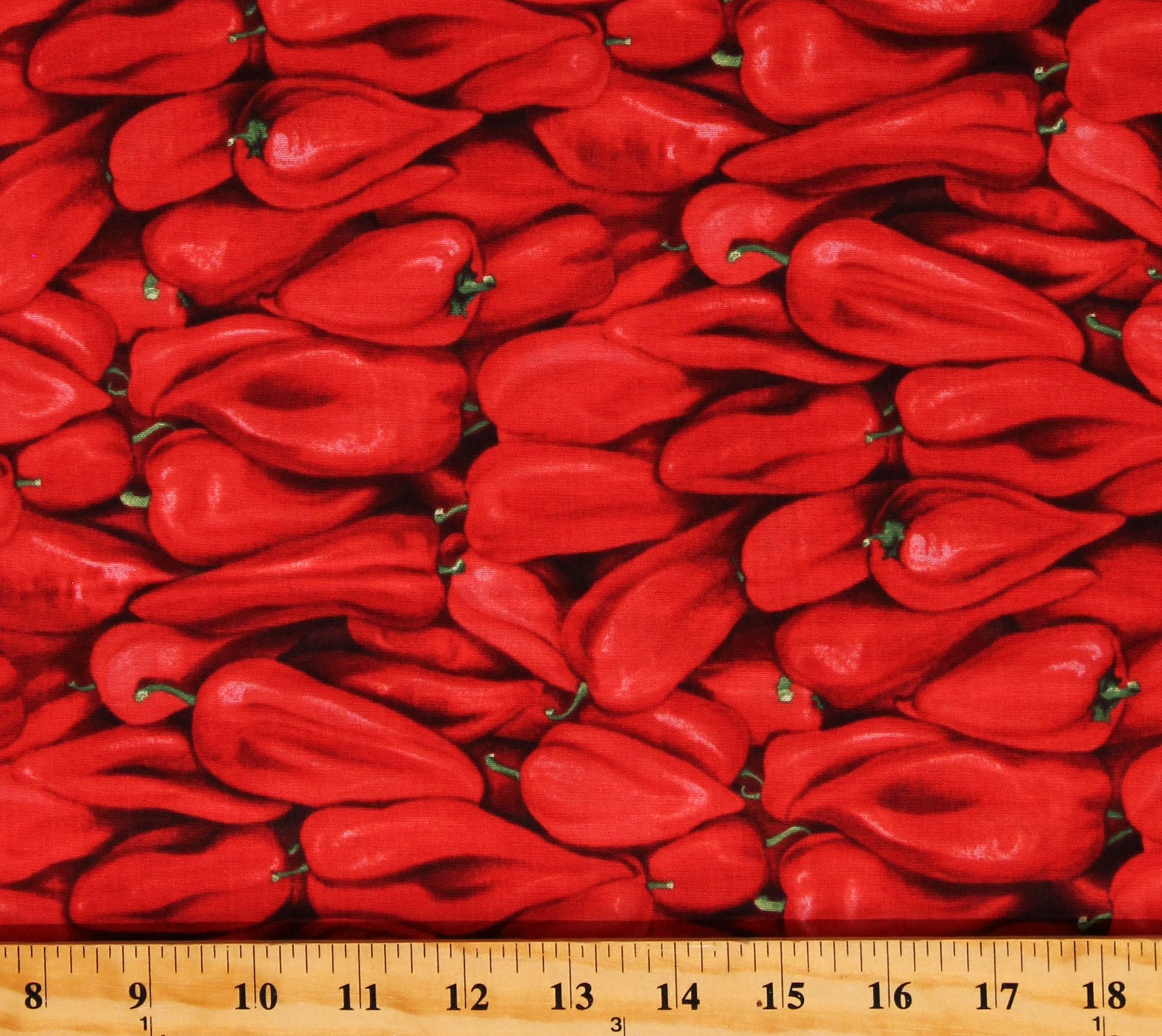 Cotton Red Hot Chilli Peppers Farmers Market Vegetables Cotton Fabric