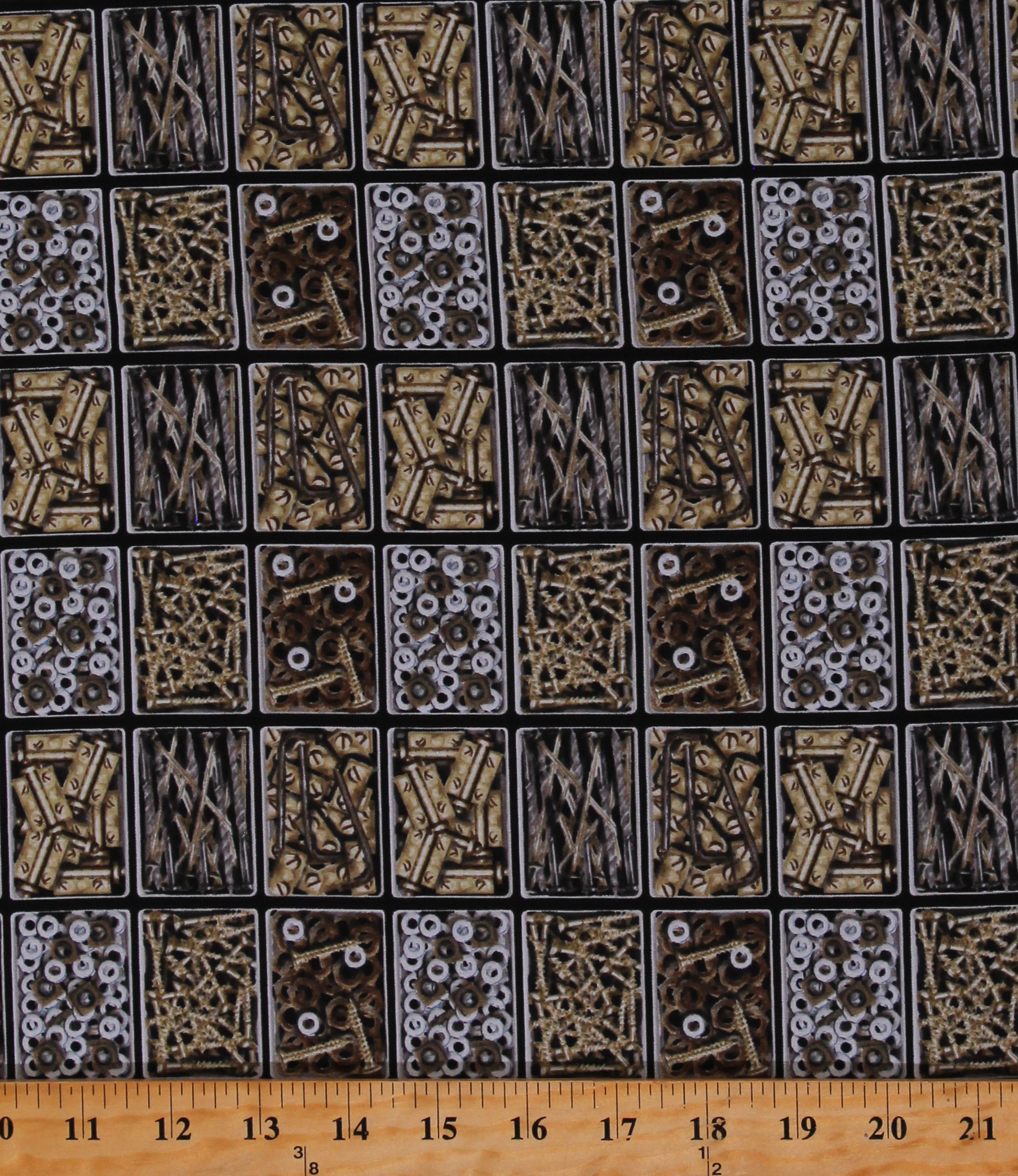 Cotton Screws Bolts Nuts Nails Tools Mechanics Equipment Man Cave Black