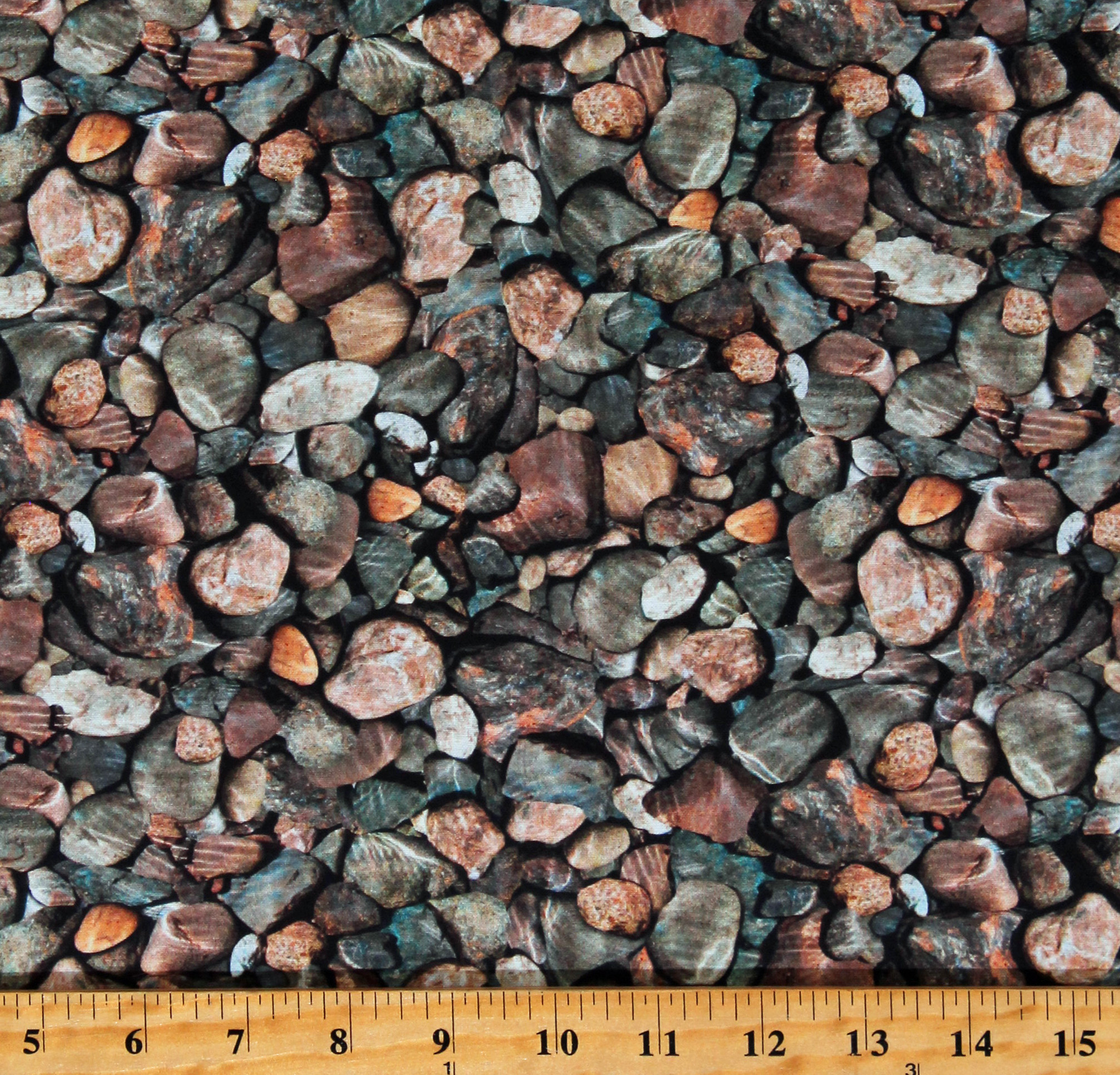 Cotton Stones Rocks Pebbles Landscape Open Air Cotton Fabric Print by