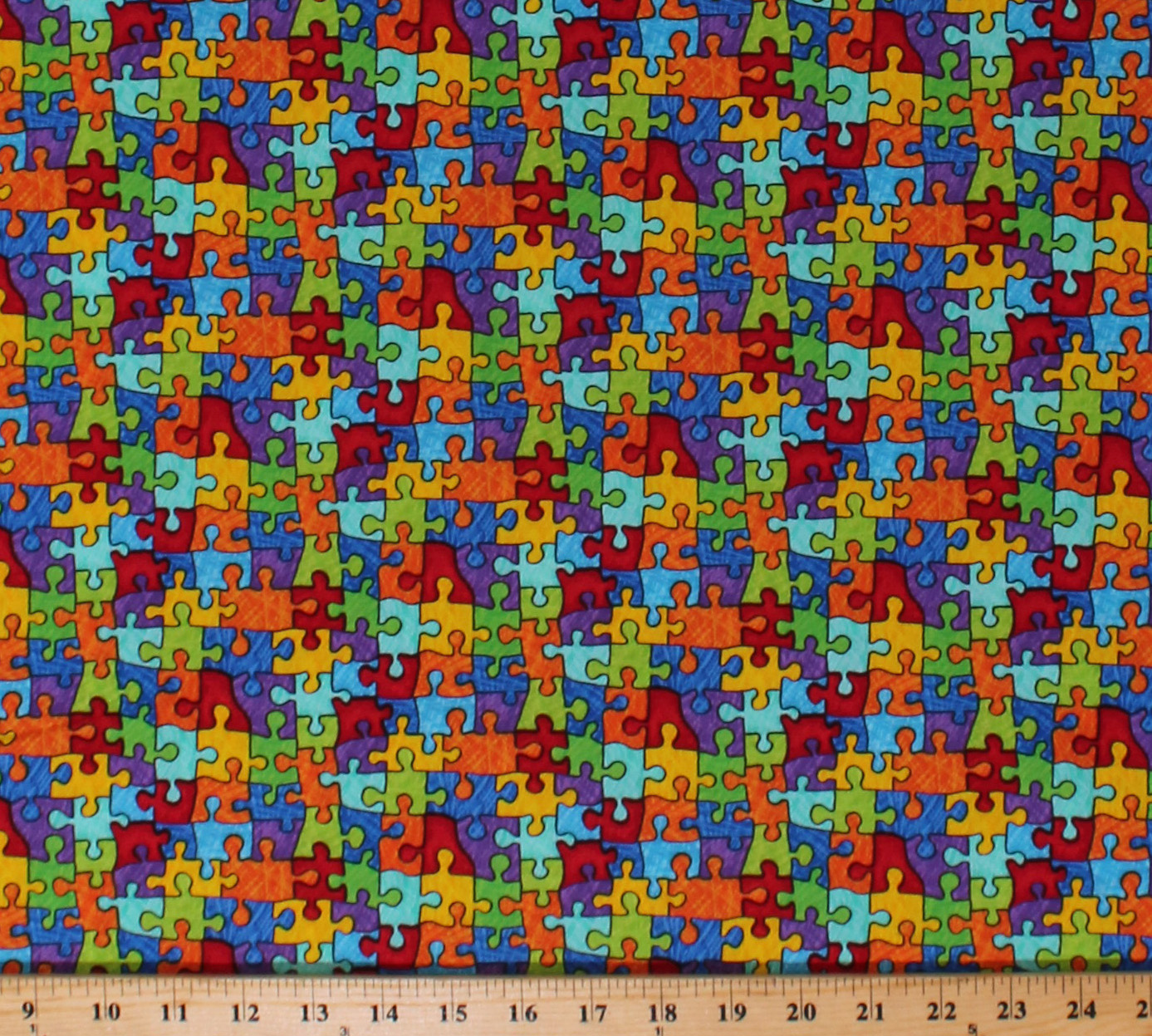 Cotton Jigsaw Puzzle Pieces "Autism Awareness" Kids MultiColor Cotton