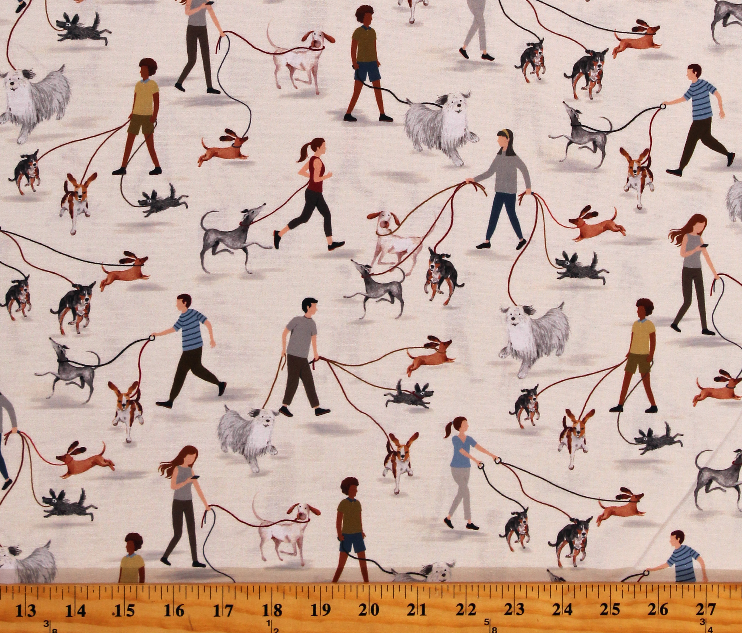 Cotton People Walking Their Dogs Dog Walkers Pets Animals Cream Cotton