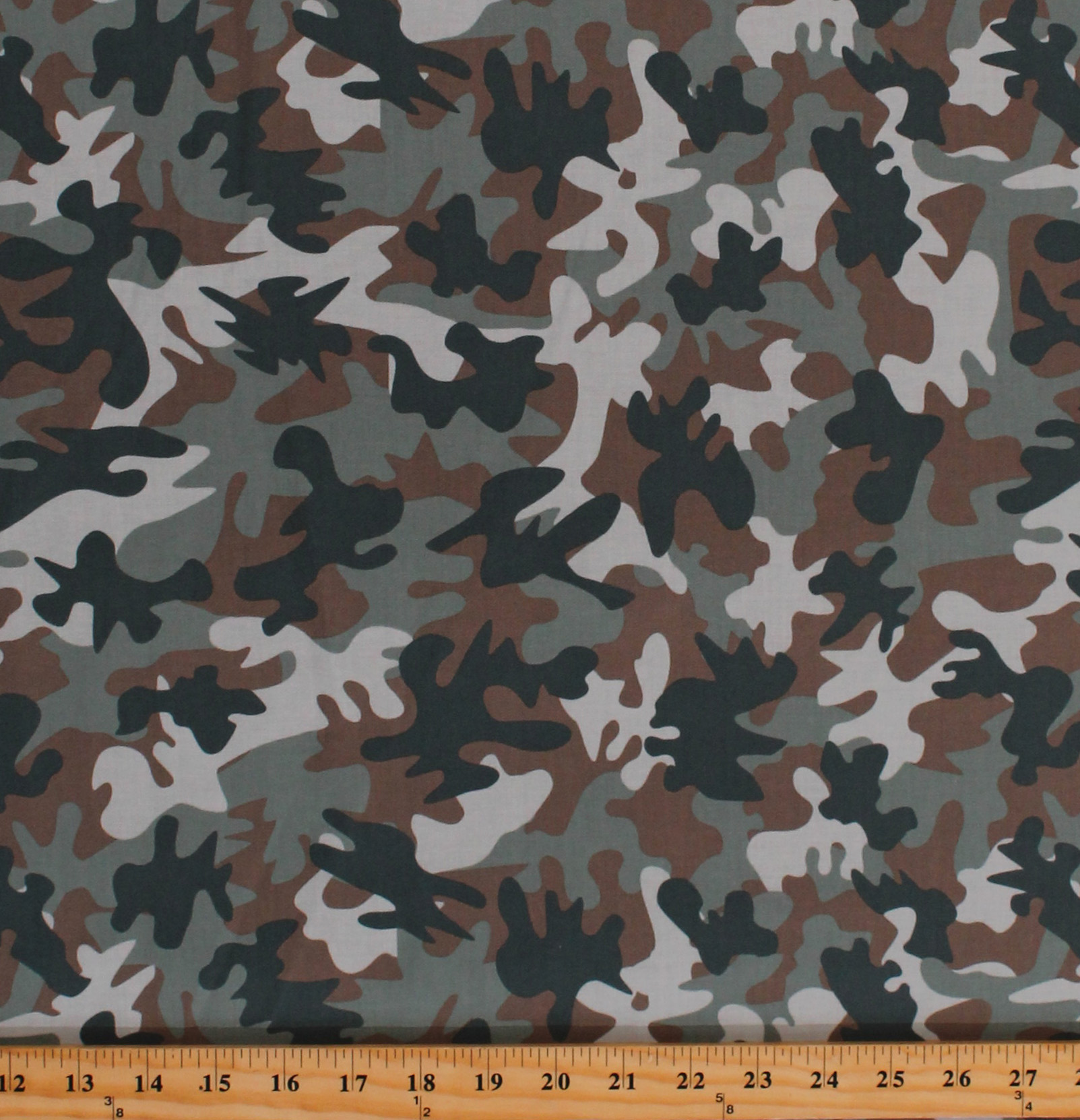 Cotton Camouflage Camo Hunting Army Green Brown Cotton Fabric Print by