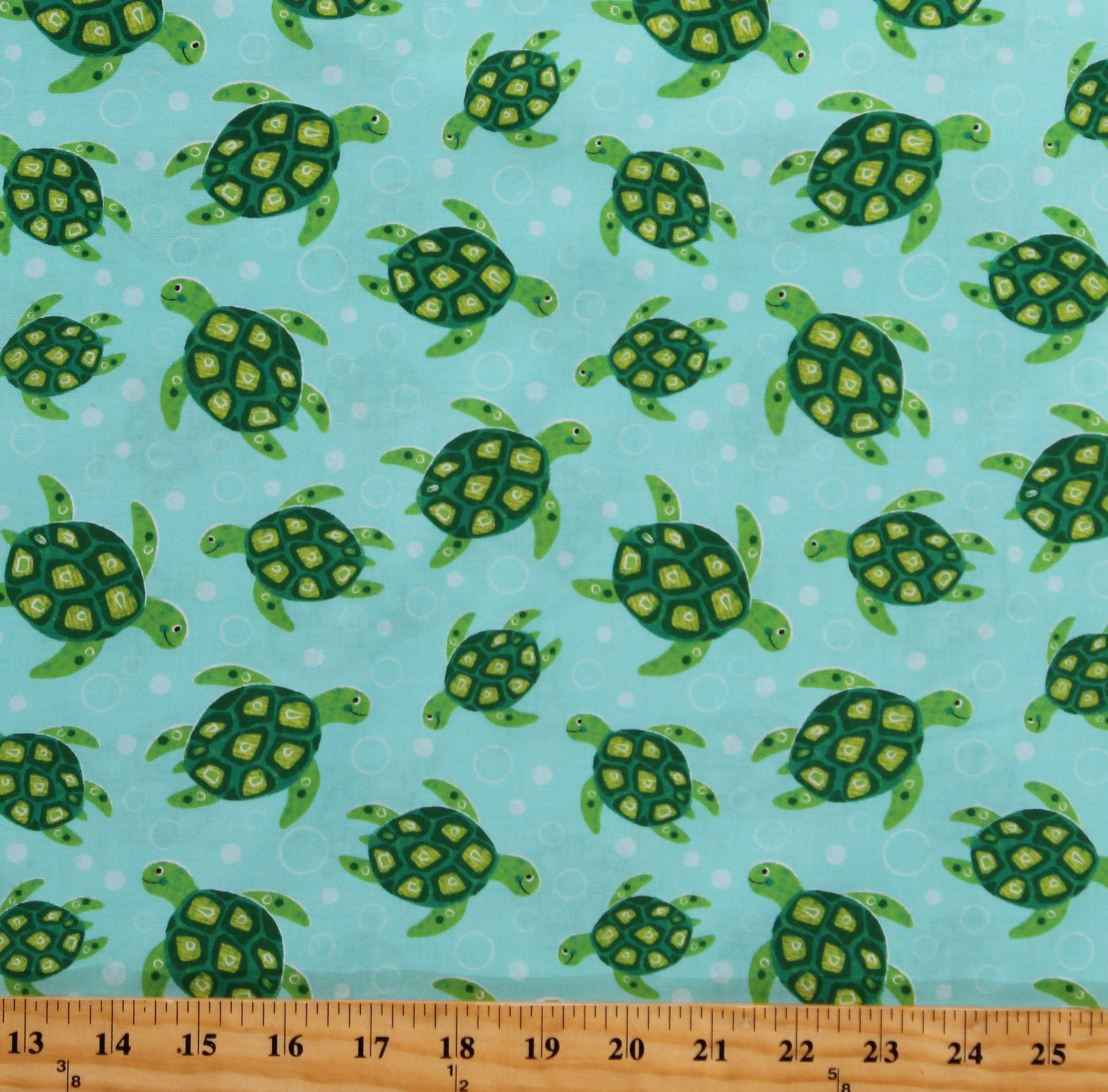 Cotton Sea Turtles Nautical Ocean Turtley Awesome Teal Cotton Fabric Print by the Yard (DC9559