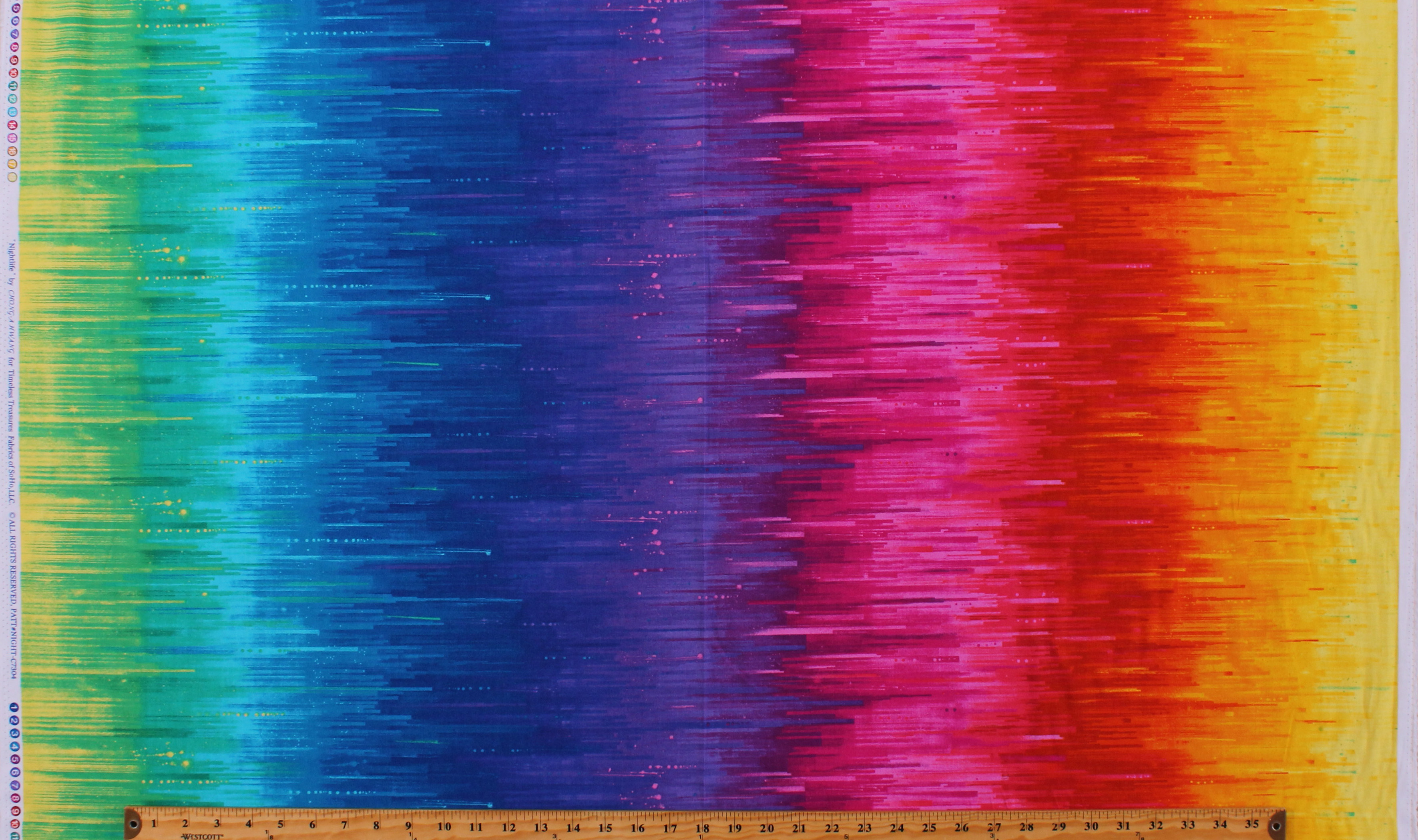 Cotton Rainbow Nightlife ROYGB Paint Look Stripes Striped Cotton Fabric