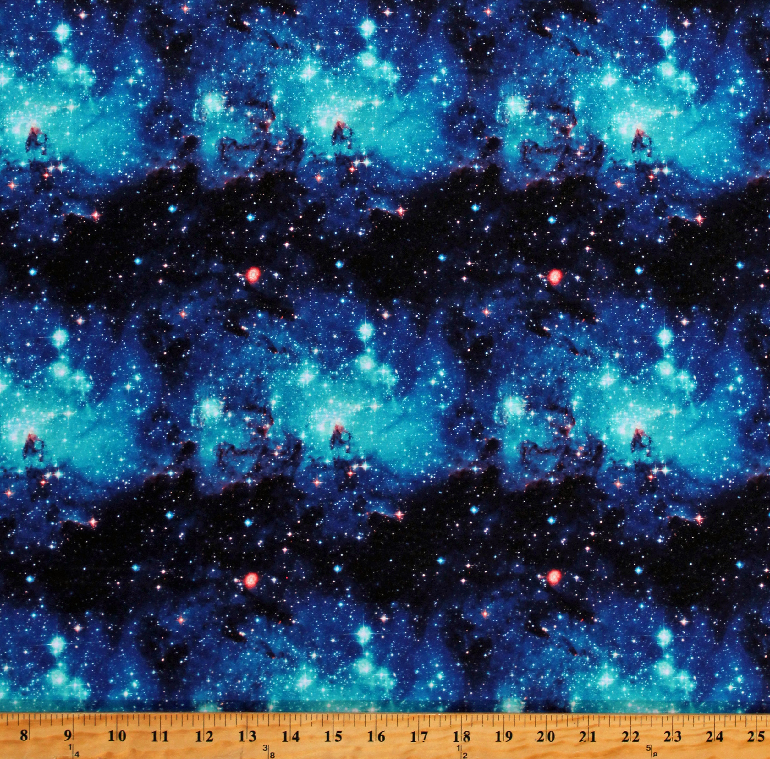 Cotton Outer Space Nebula Galaxy Stars Astronomy Navy Blue Cotton