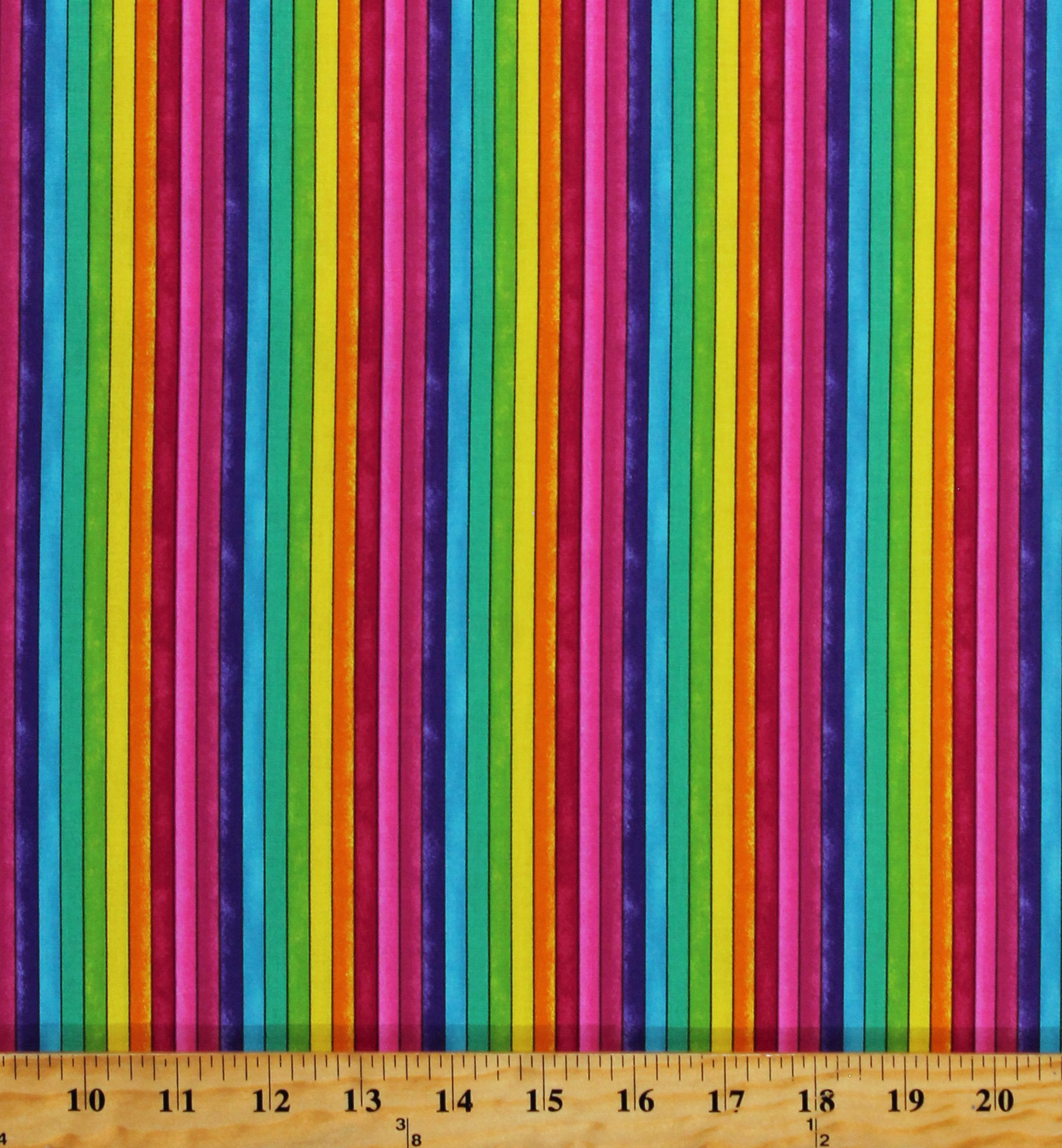 Cotton Rainbow Stripes Colorful MultiColor Striped Quilt Blenders