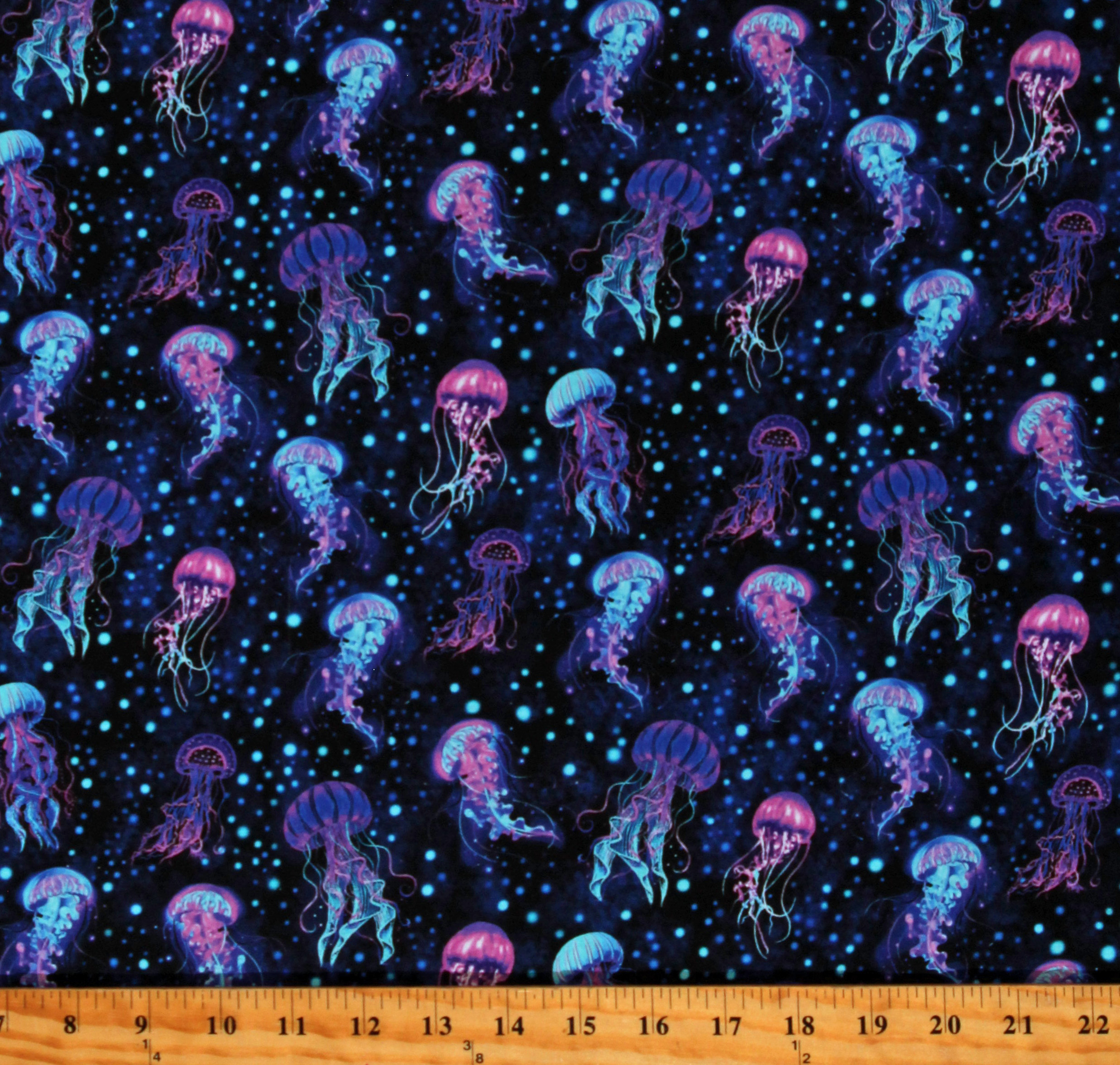 Cotton Jellyfish Aquatic Animals Creatures Ocean Water Sea Midnight
