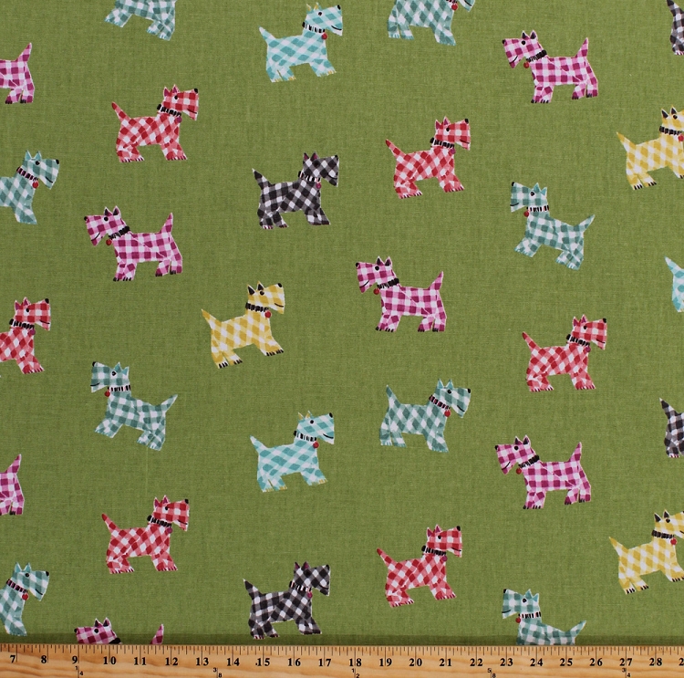 54" Decorator Weight Scotties Gingham Scottish Terriers Dogs on Spring
