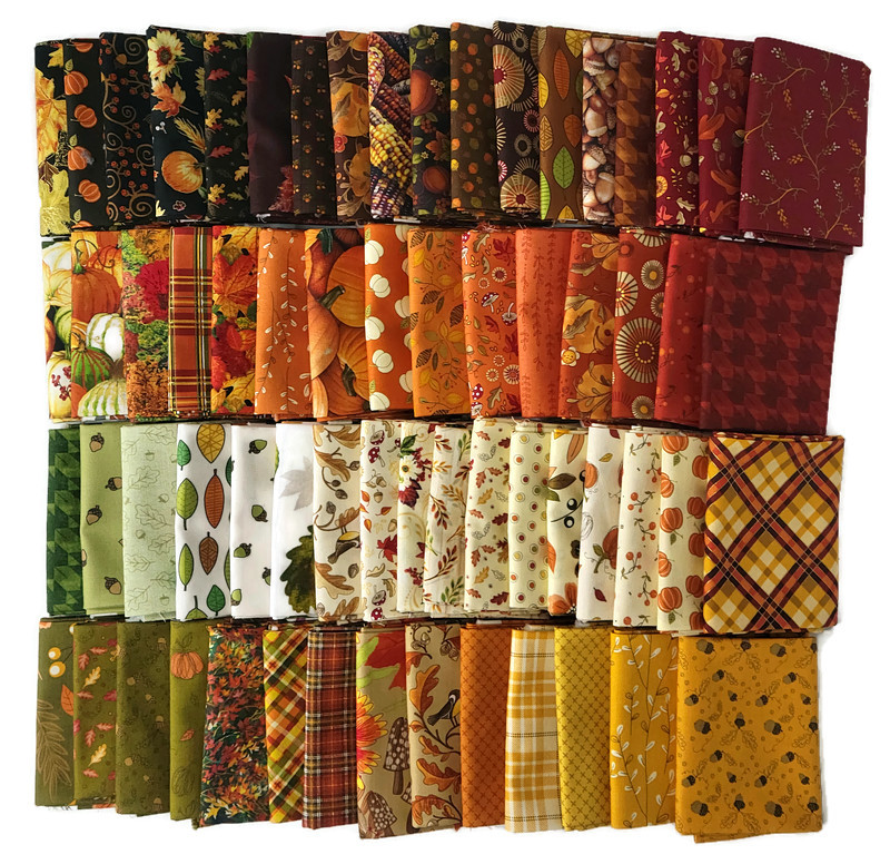 10 Fat Quarters Autumn Fall Autumnal Nature Leaves Quality Quilters