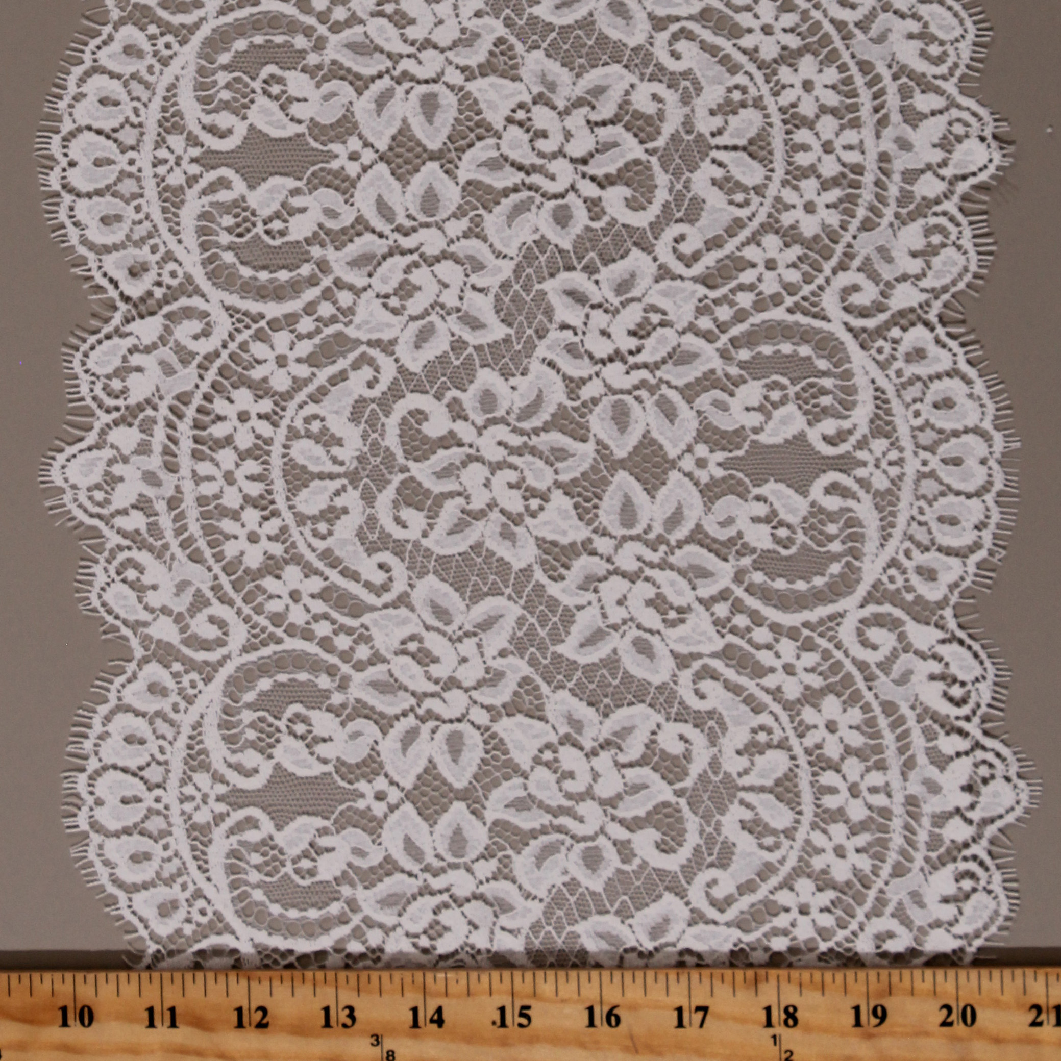 DoubleEdge Scallop Floral Ecru/Cream 11" Wide Lace Trim Fabric by the