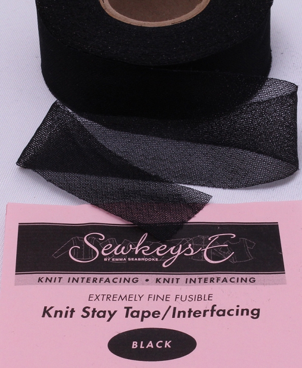 Black Fusible Knit Stay Tape 1.25" X 25 yards SewkeysE Extremely Fine