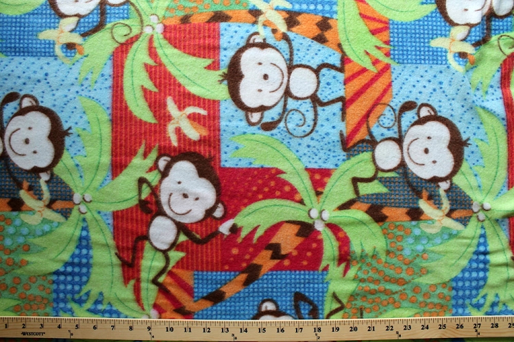 Monkey Children's Animal Kids Fleece Fabric Print by the Yard amonkeyc